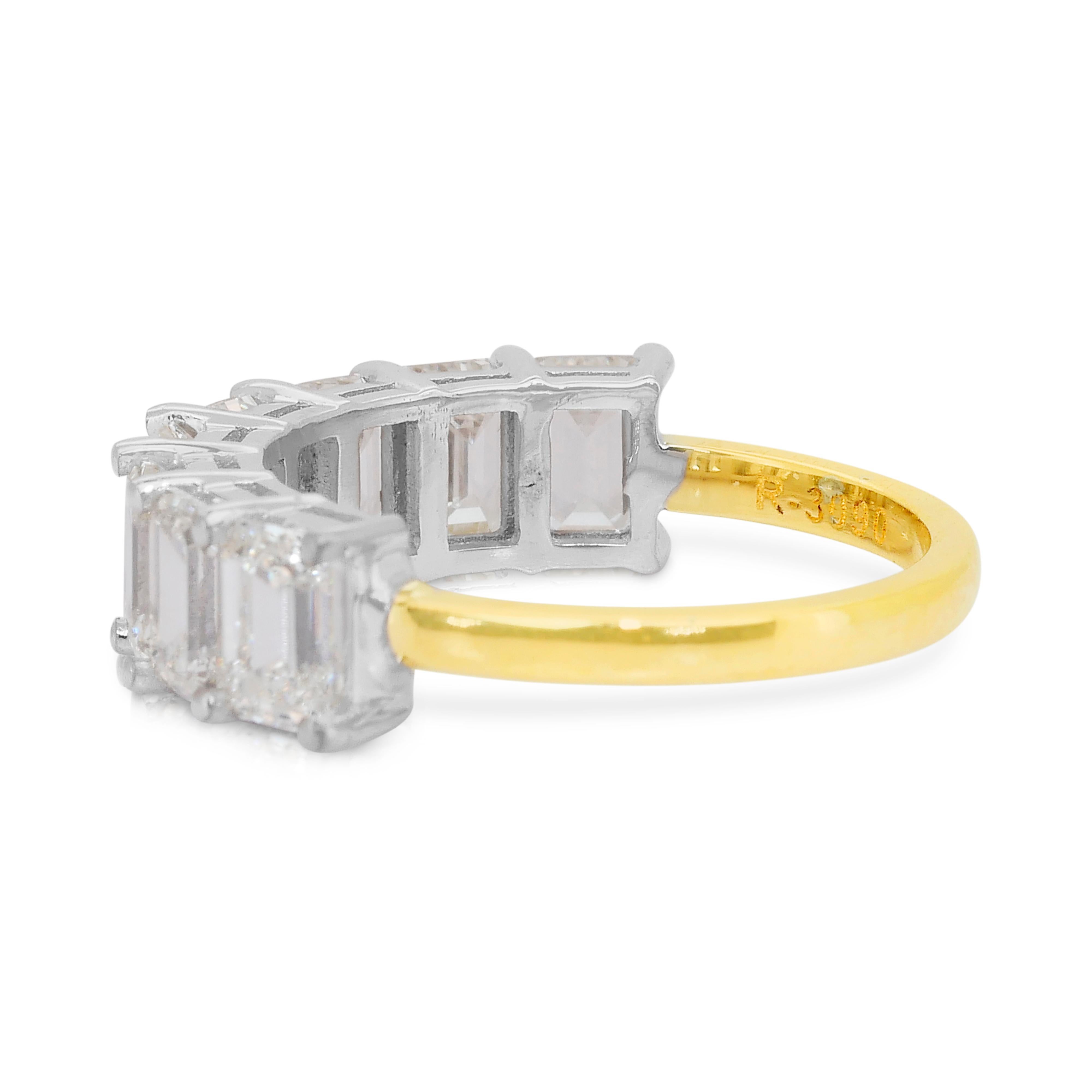 Bague demi-éternité en or blanc et jaune 18k avec 4.05ct de diamants étincelants en vente 1