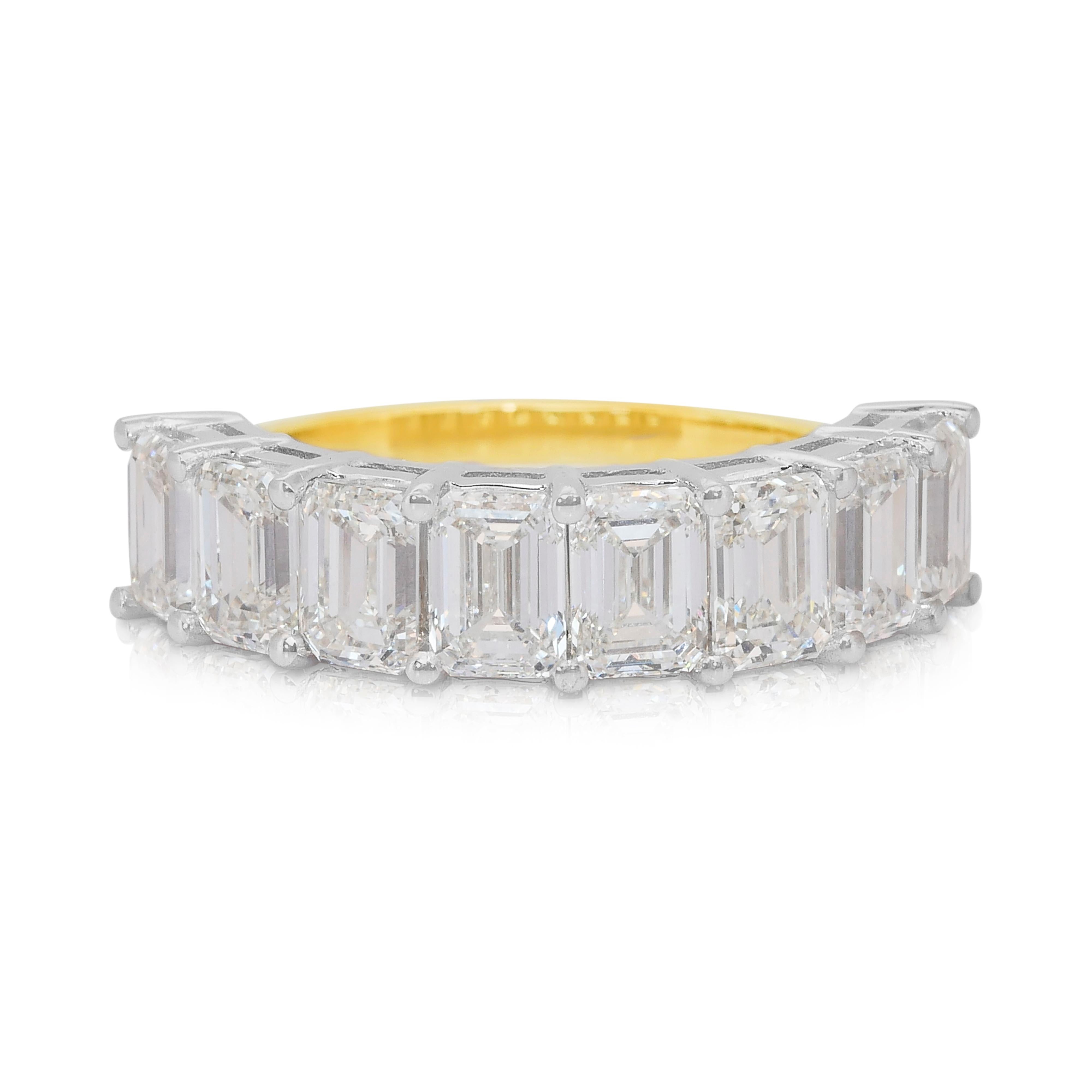 Bague demi-éternité en or blanc et jaune 18k avec 4.05ct de diamants étincelants