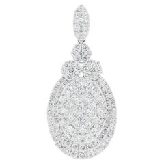 Sparkling 4.05ct Natural Diamond Statement Pendant in 18K White Gold