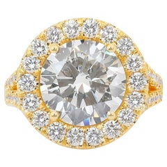Sparkling 5,06 Karat Diamanten Halo-Ring aus 18 Karat Gelbgold - IGI-zertifiziert