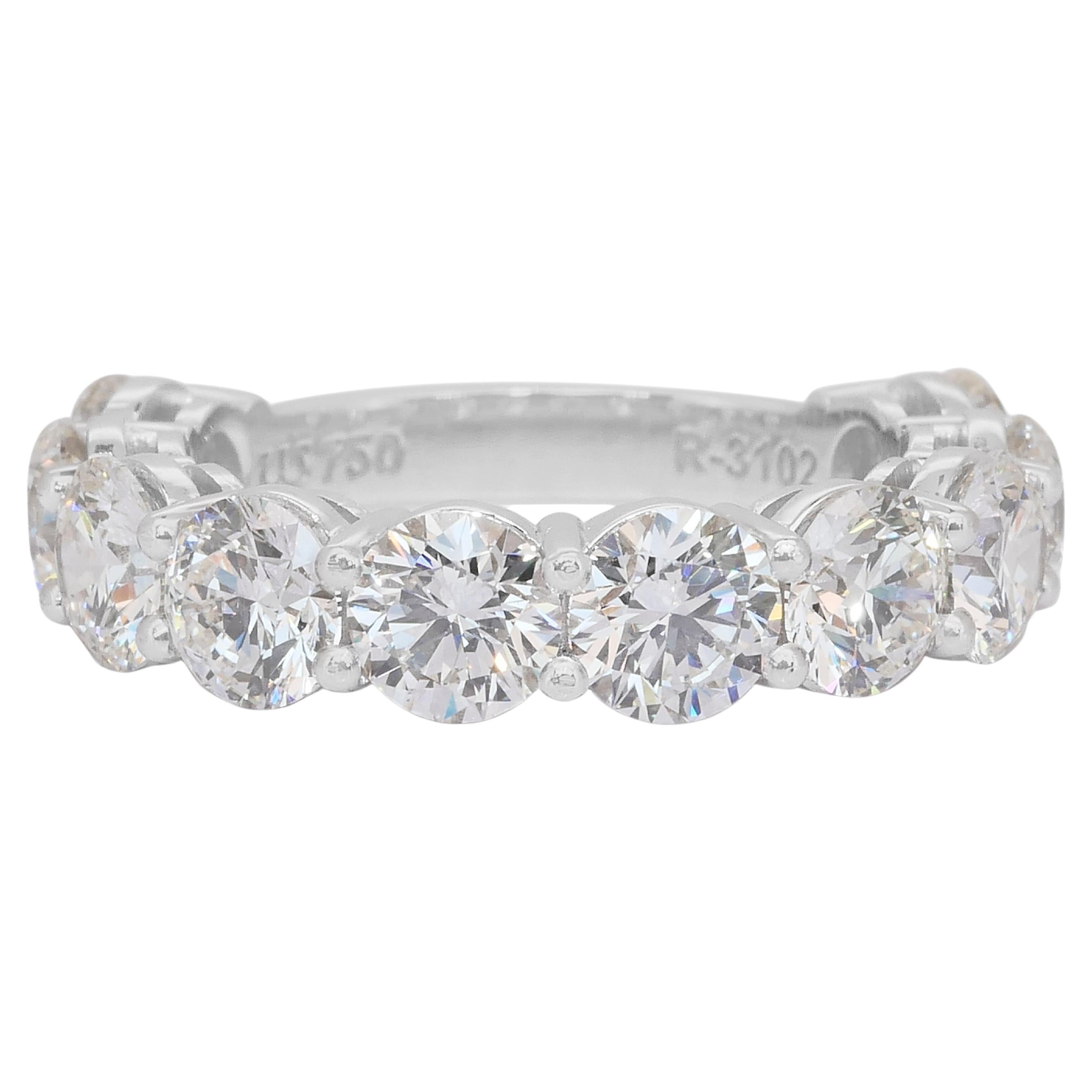 Anello a fascia con 5,18 carati di diamanti in oro bianco 18 carati - Certificato IGI