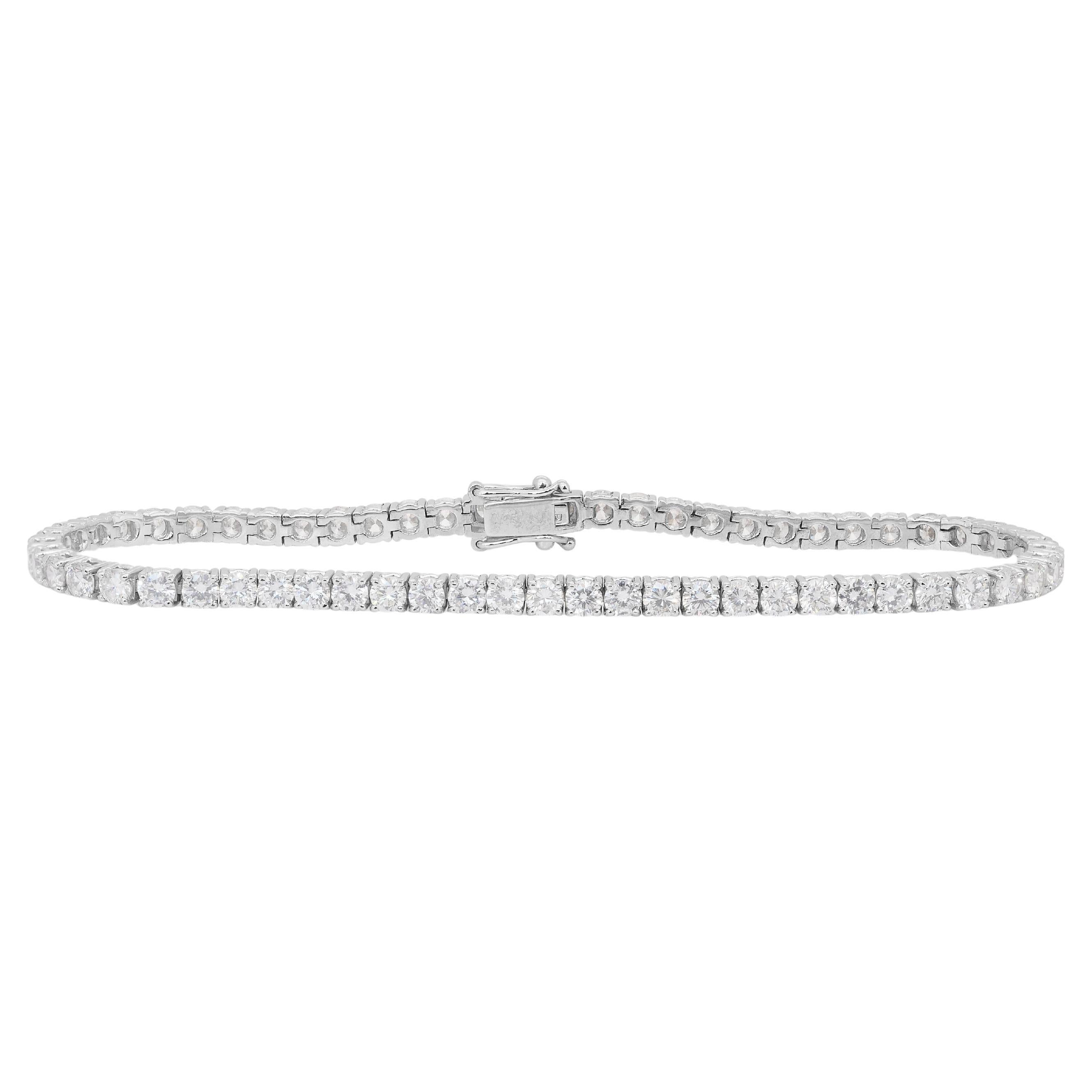 Sparkling 5.88ct Diamonds Tennis Bracelet in 18k White Gold - IGI Certified
