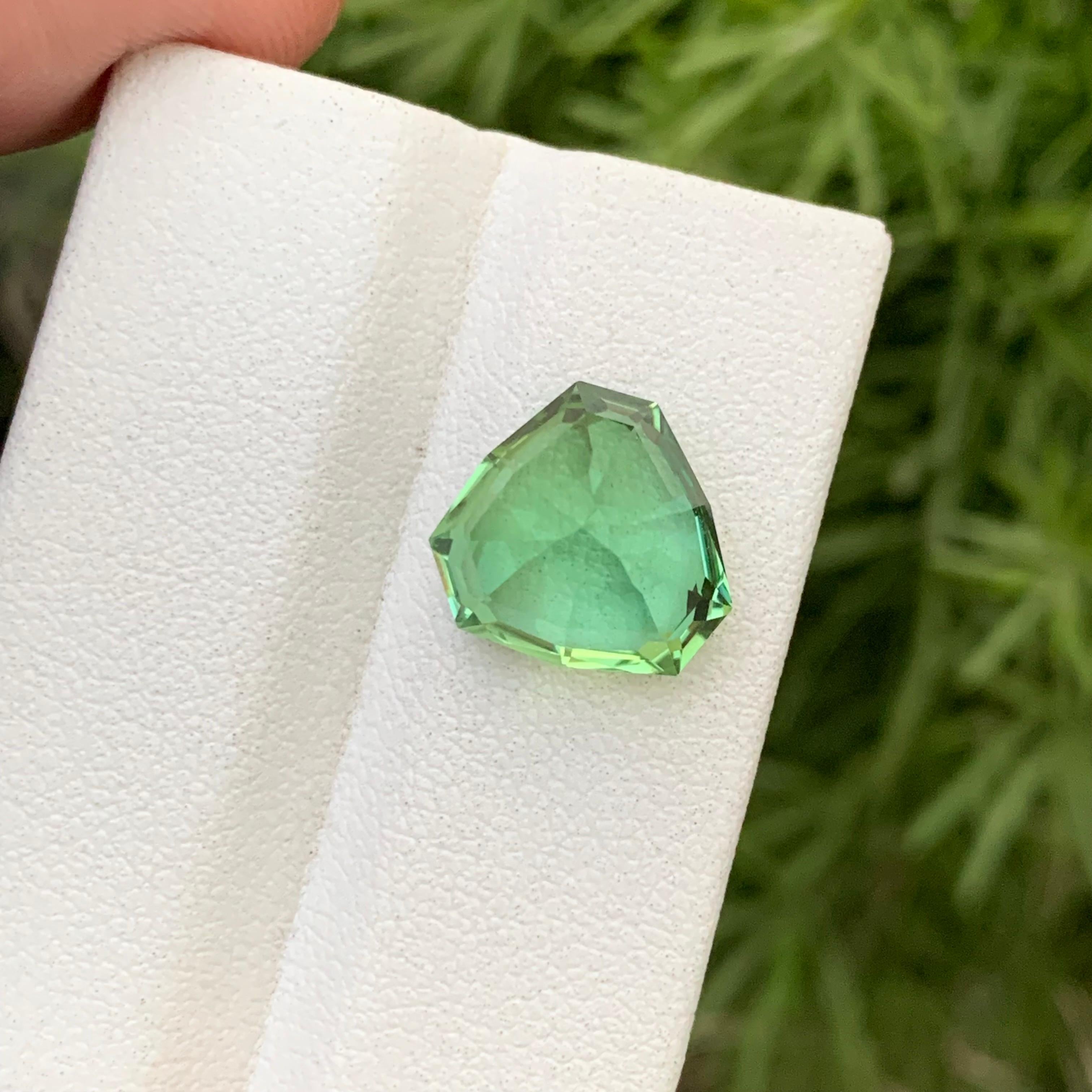 Arts and Crafts Sparkling 6.0 Carats Natural Loose Mint Green Tourmaline Trilliant Shape Gem For Sale