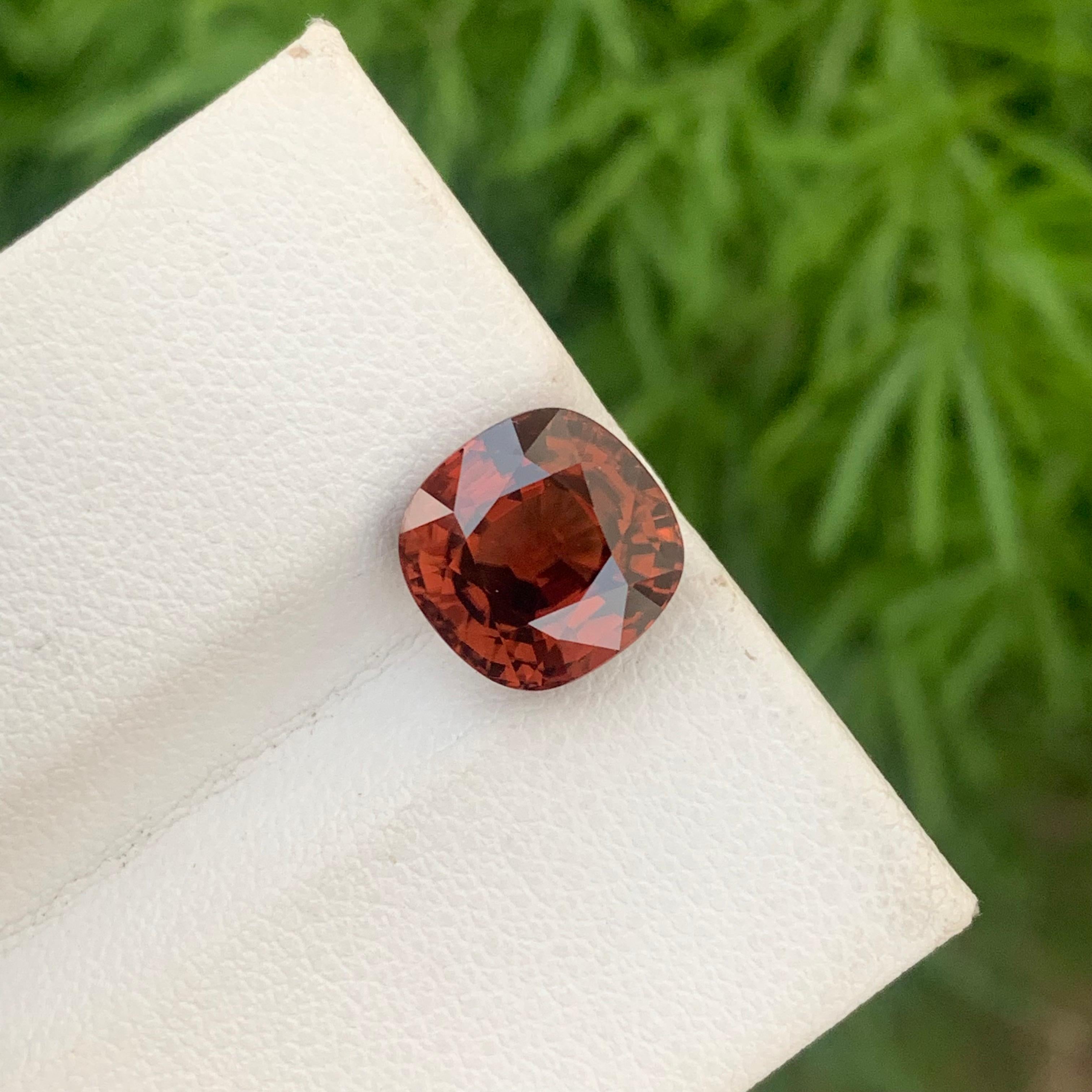 Antique Cushion Cut Sparkling 7.10 Carats Natural Brown Orange Loose Zircon Ring Gem From Cambodia For Sale