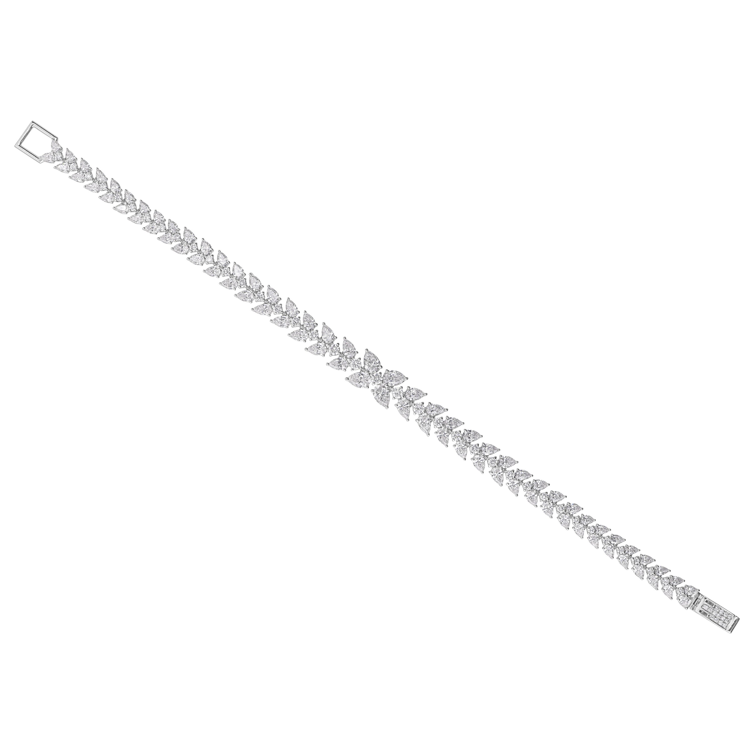 Sparkling 7.28 Carat SI Clarity HI Color Diamond Bracelet 14k White Gold