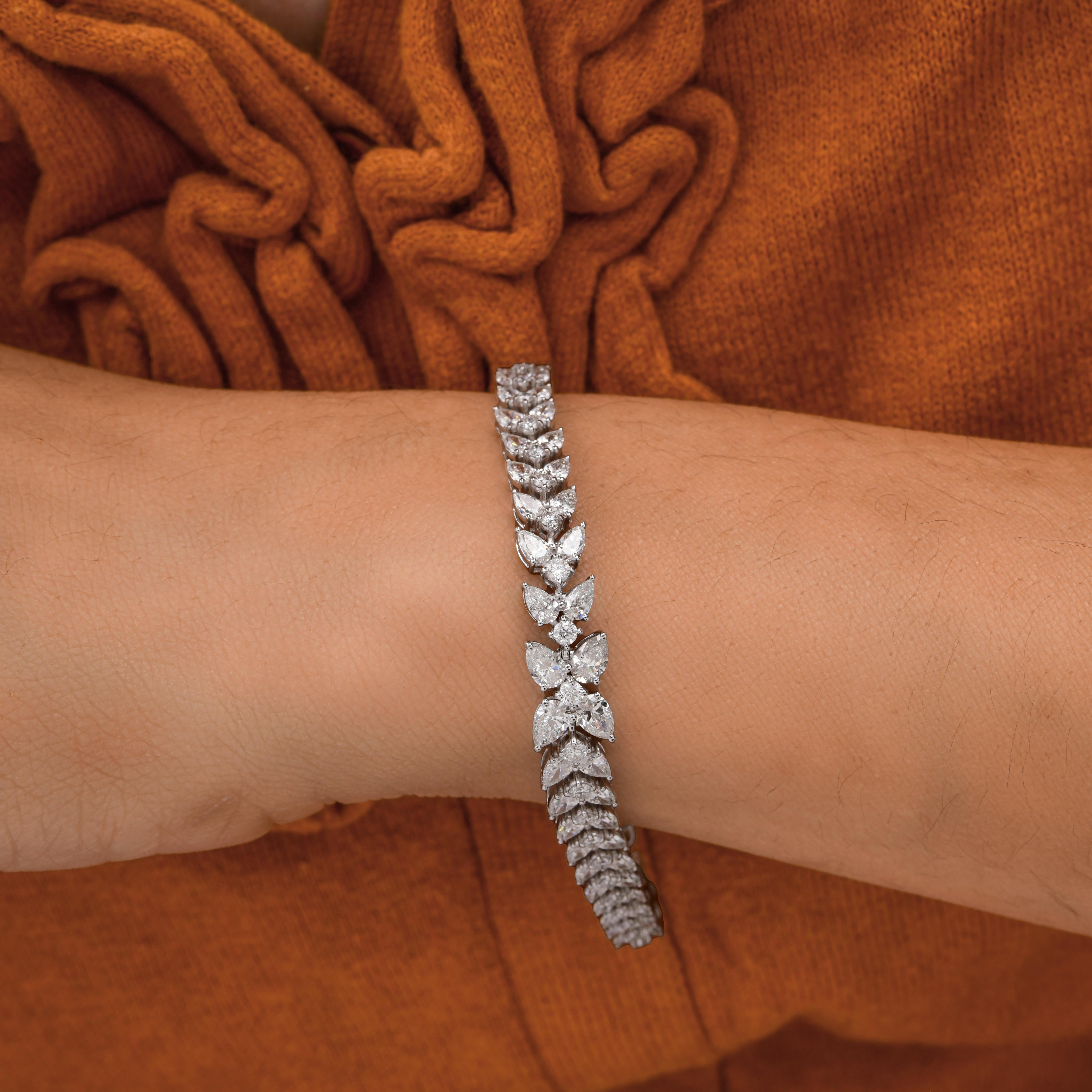 Funkelnde 7,28 Karat SI Reinheit HI Farbe Diamant Armband 18k Weißgold (Gemischter Schliff) im Angebot
