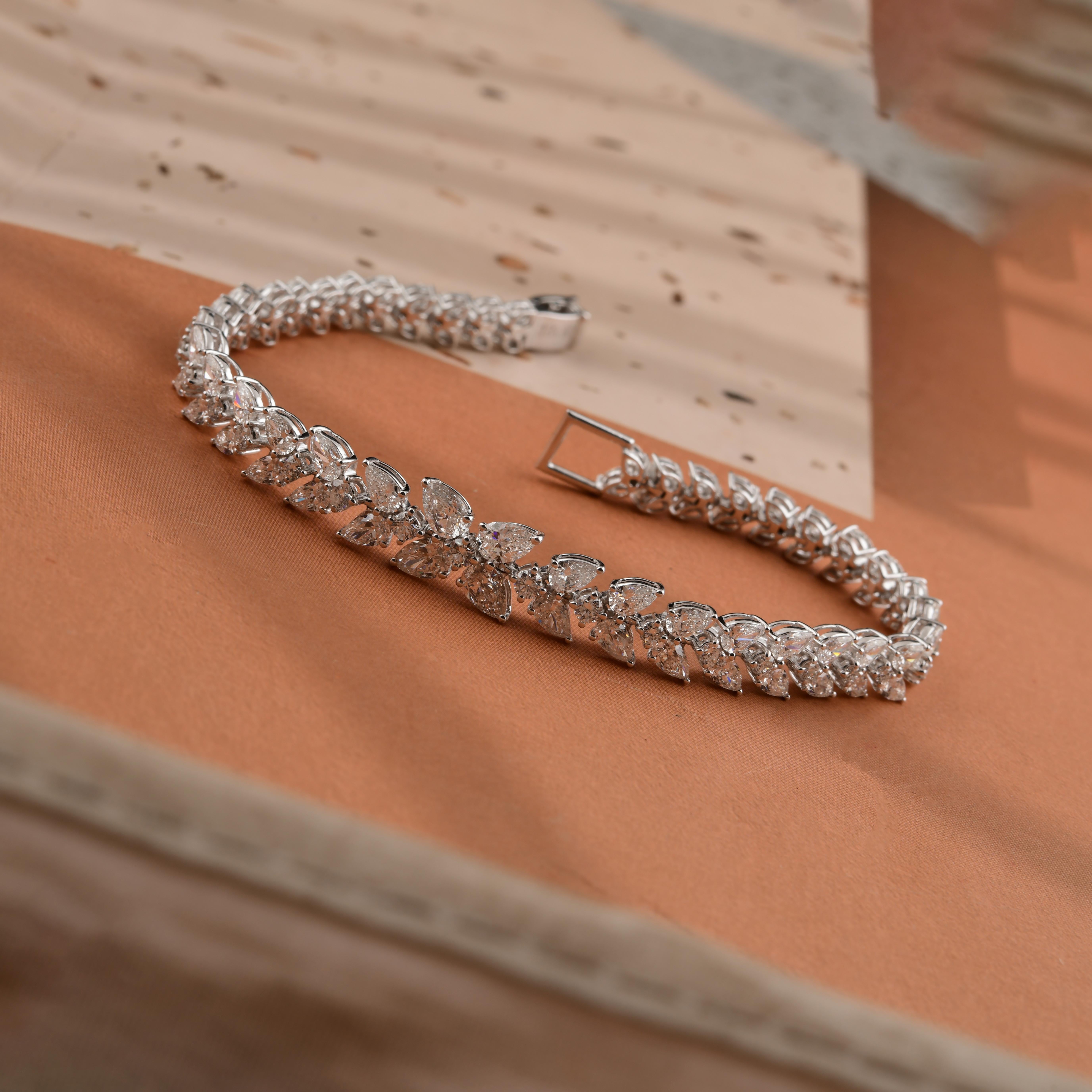 Funkelnde 7,28 Karat SI Reinheit HI Farbe Diamant Armband 18k Weißgold Damen im Angebot