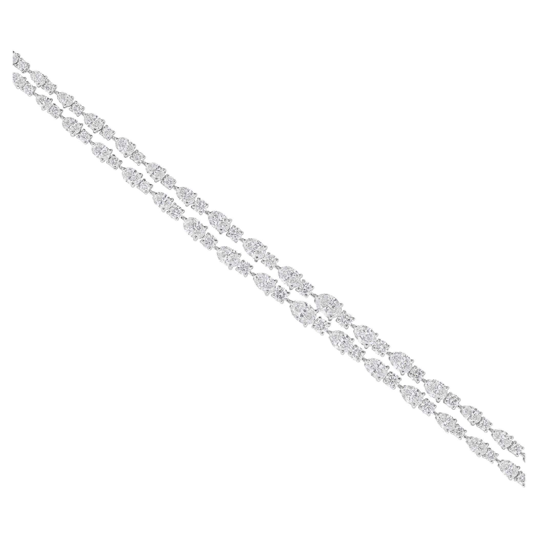 Mixed Cut Sparkling 8.42Ct SI Clarity & HI Color Diamond Cluster Bracelet 18k White Gold For Sale