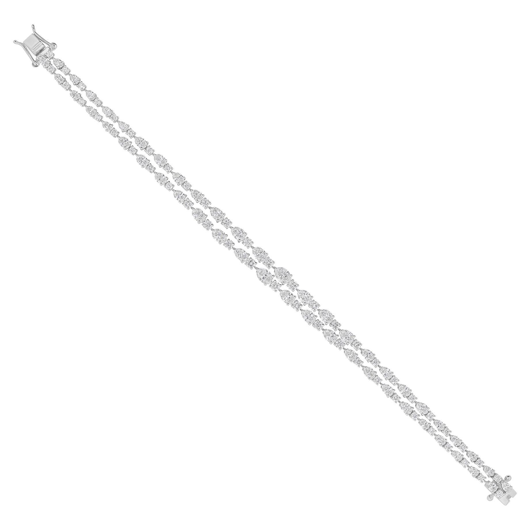 Sparkling 8.42Ct SI Clarity & HI Color Diamond Cluster Bracelet 18k White Gold For Sale