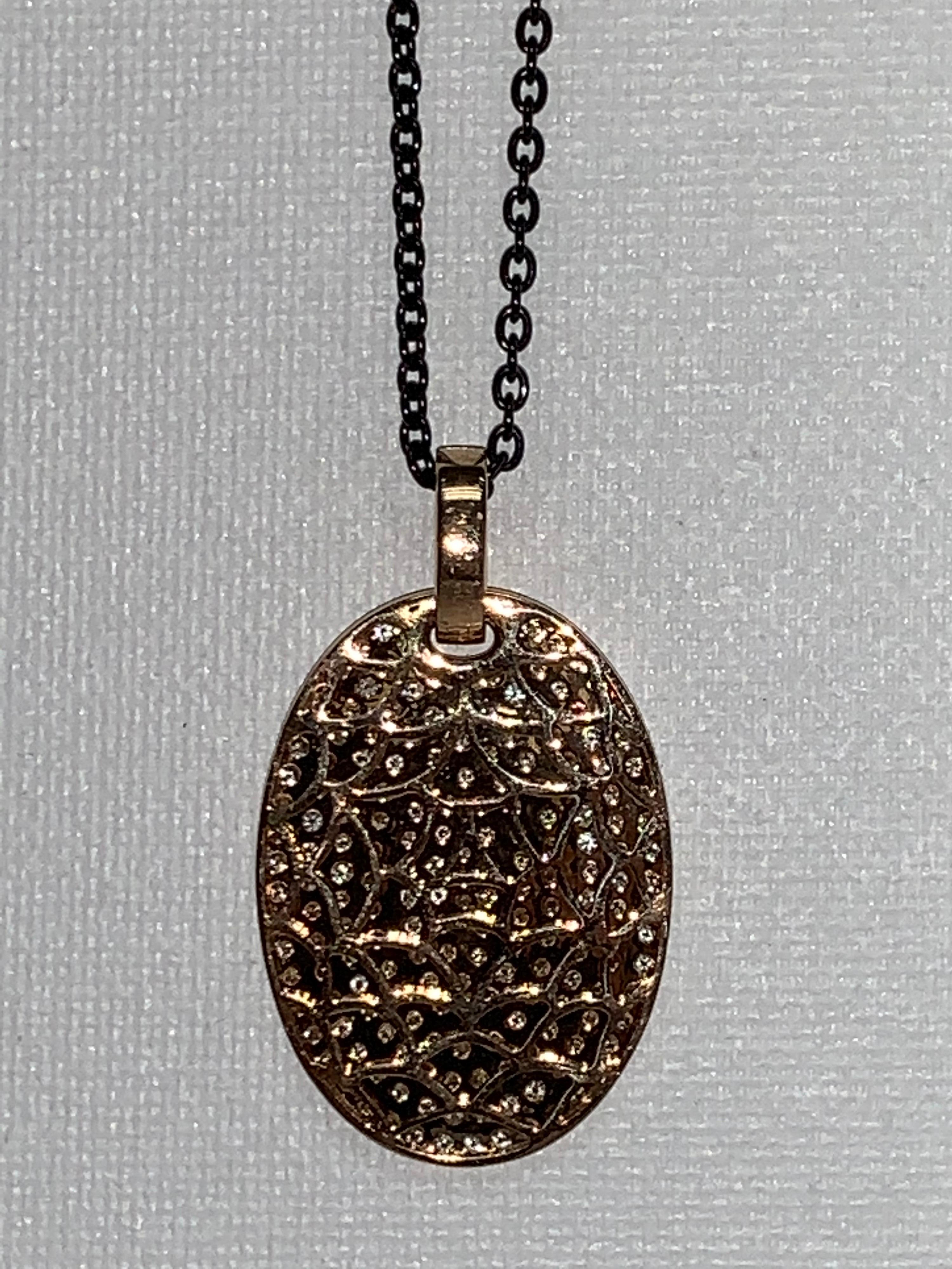 Pavé Diamond, Rose Gold Pendant In New Condition For Sale In Scottsdale, AZ