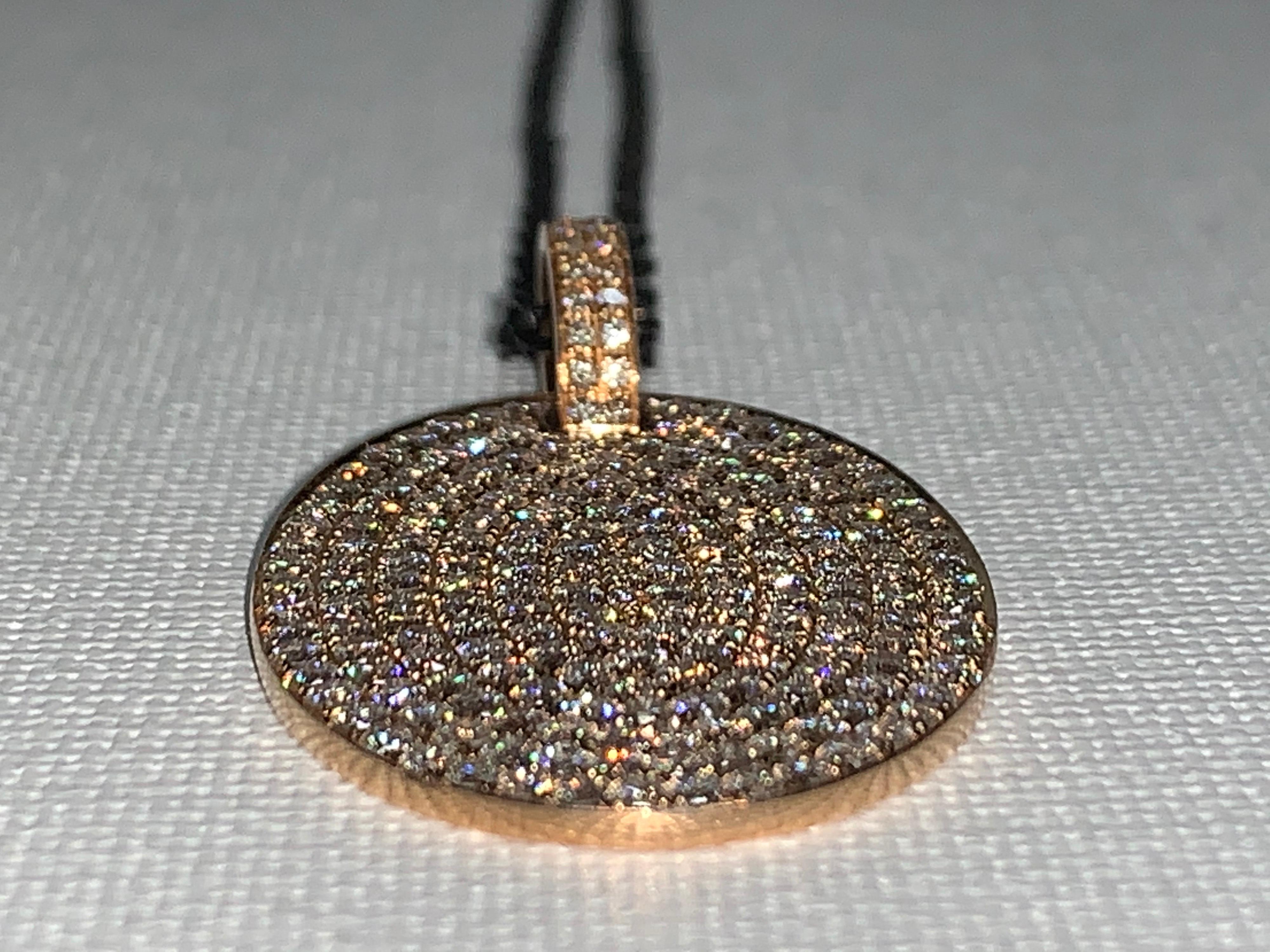 Art Deco Pavé Diamond, Rose Gold Pendant For Sale