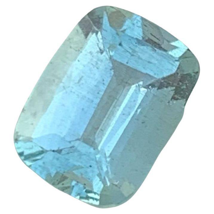 Sparkling Blue Aquamarine 1.50 carats Cushion Cut Natural Pakistani Gemstone For Sale