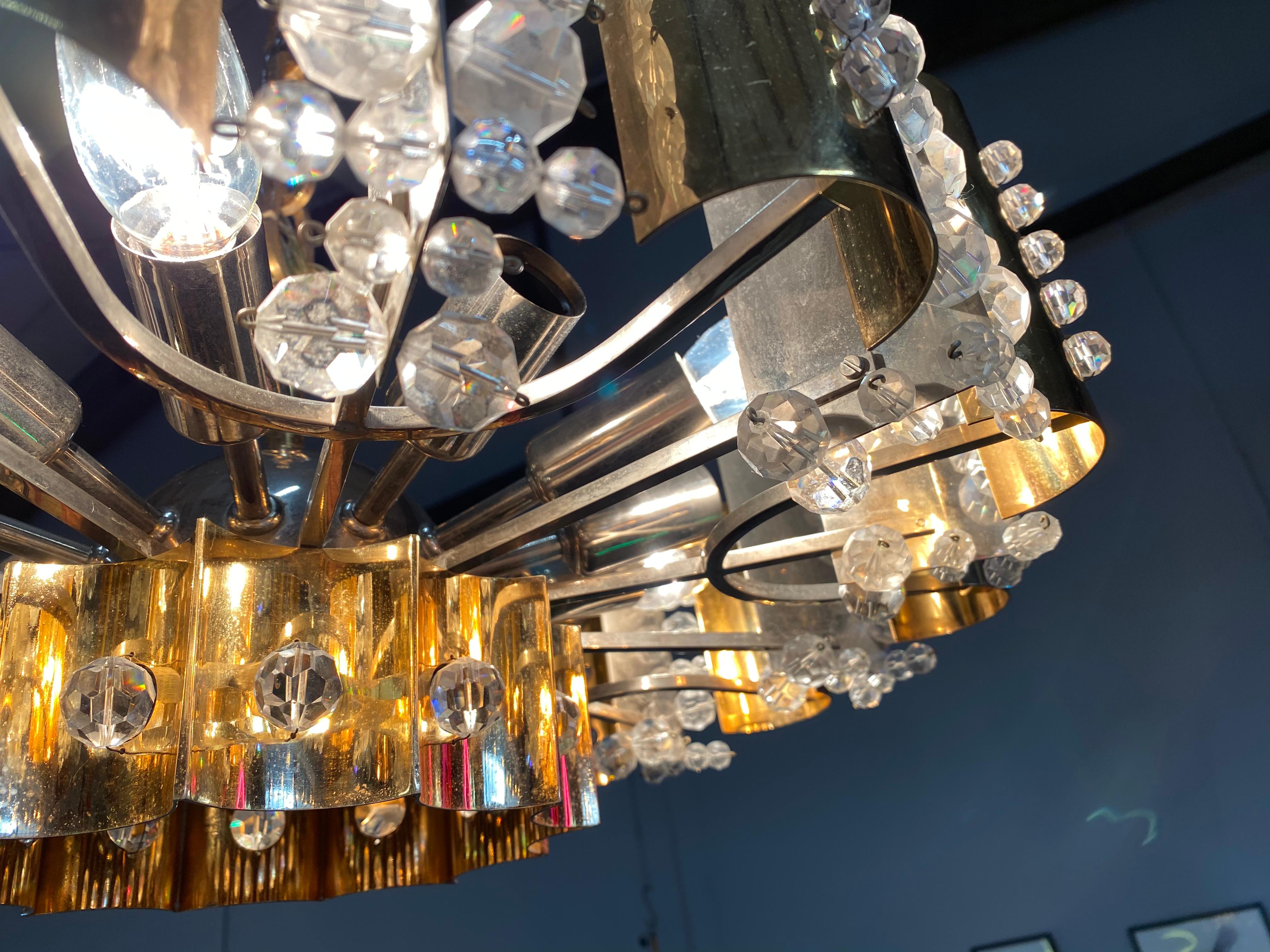 Sparkling Brass Chandelier from Palwa, Germany, 1960s 11