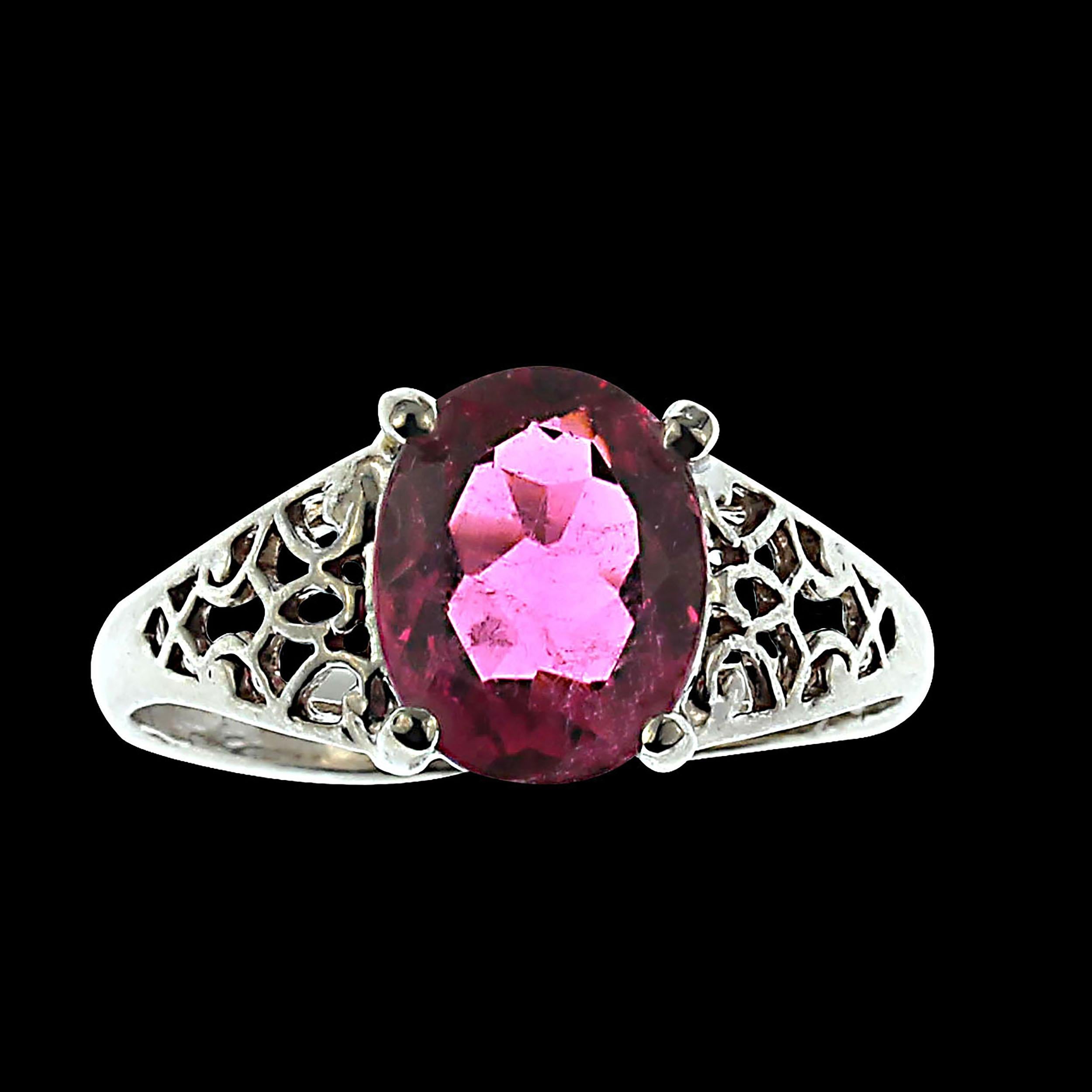 Women's or Men's  Brazilian Pink Rubelite in Sterling Silver Ring