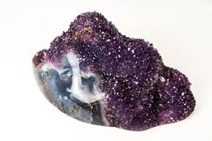 Sparkling Deep Purple Amethyst Flower Cluster on Blue Agate Matrix