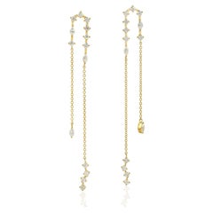 Sparkling Diamond Chandelier Chain Earrings Made In 18k Yellow Gold