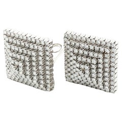 Orecchini a clip con diamanti scintillanti in oro bianco 18 carati