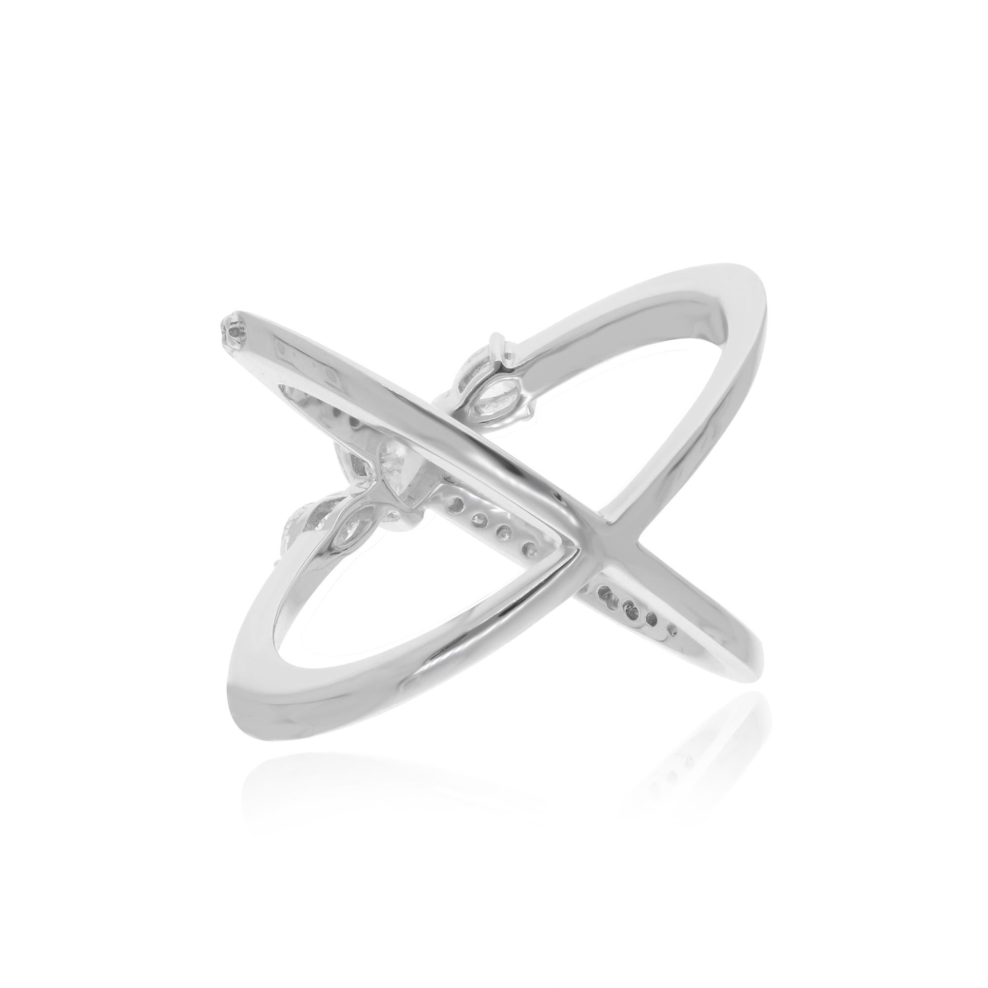 in vendita:  Anello Criss Cross con diamanti scintillanti in oro bianco 18 carati Gioielli fatti a mano 4