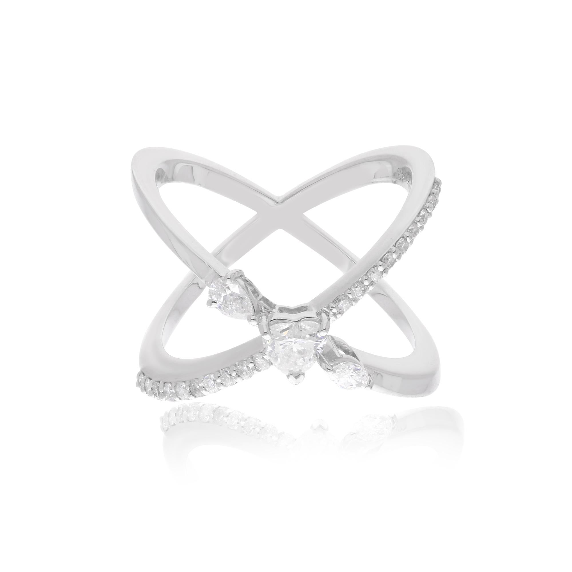 in vendita:  Anello Criss Cross con diamanti scintillanti in oro bianco 18 carati Gioielli fatti a mano 5