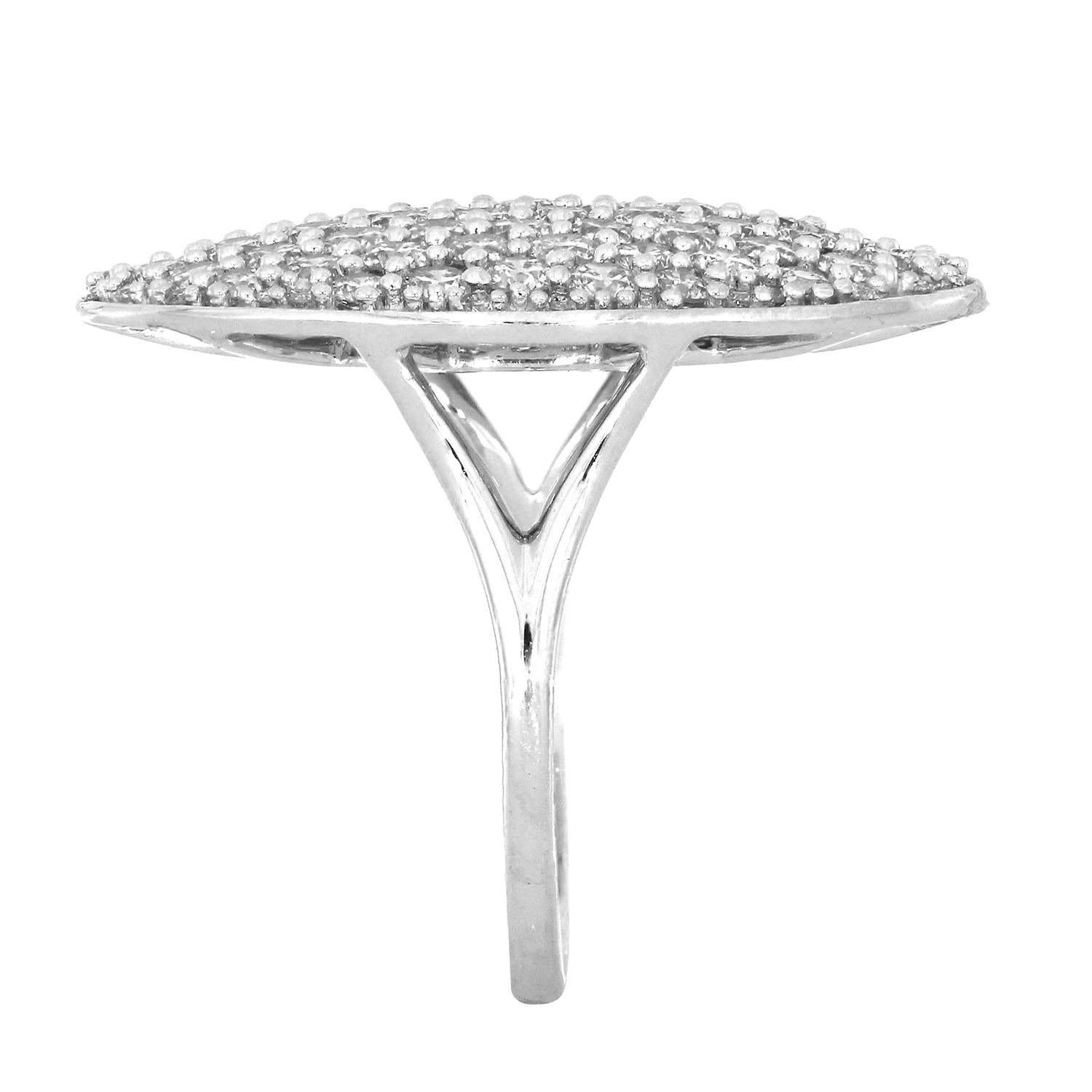 Art Deco Sparkling Diamond Disc On A 14k White Gold Ring For Sale