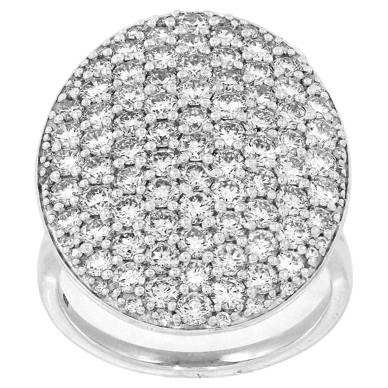 Sparkling Diamond Disc On A 14k White Gold Ring For Sale