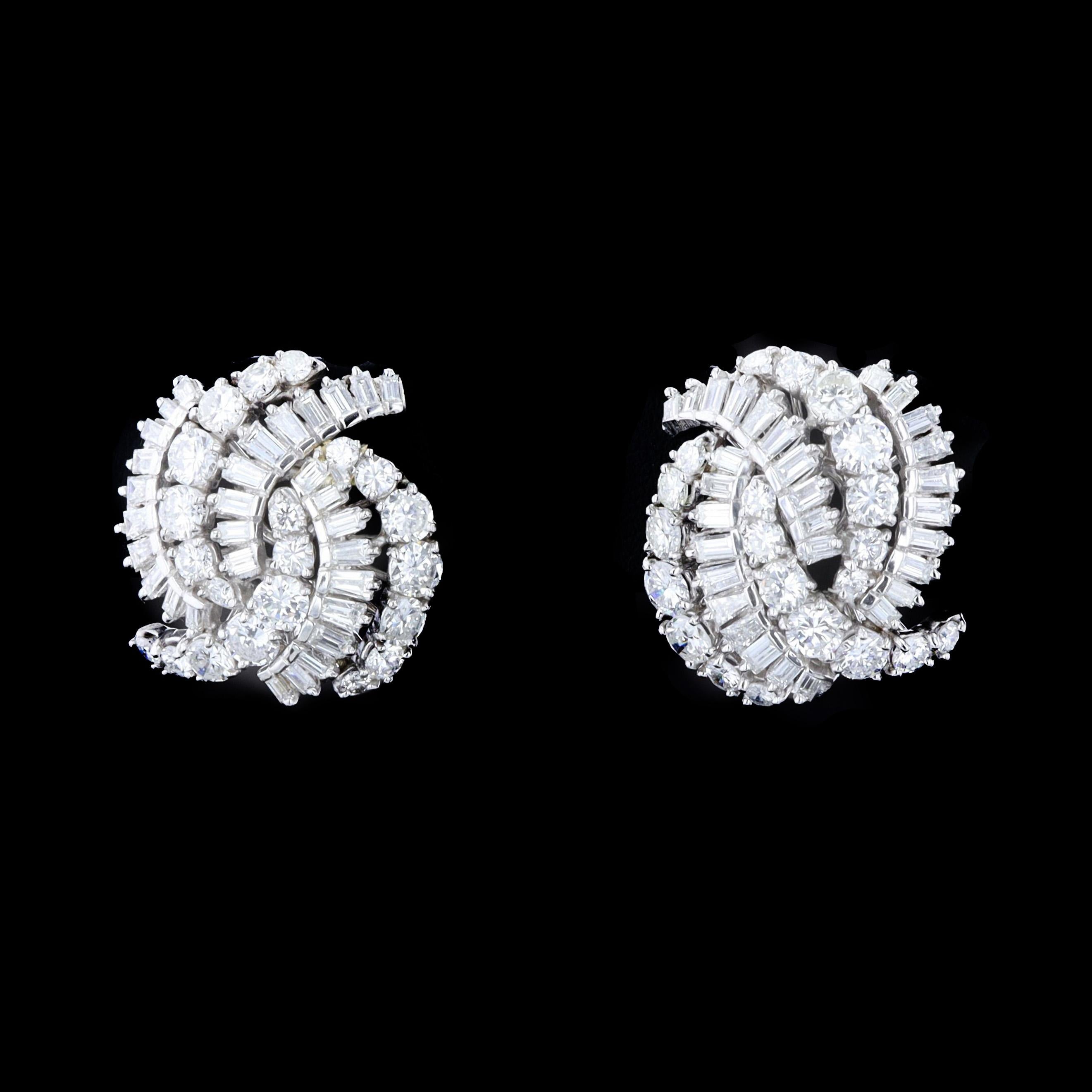Round Cut Sparkling Diamond Estate Earrings For Sale