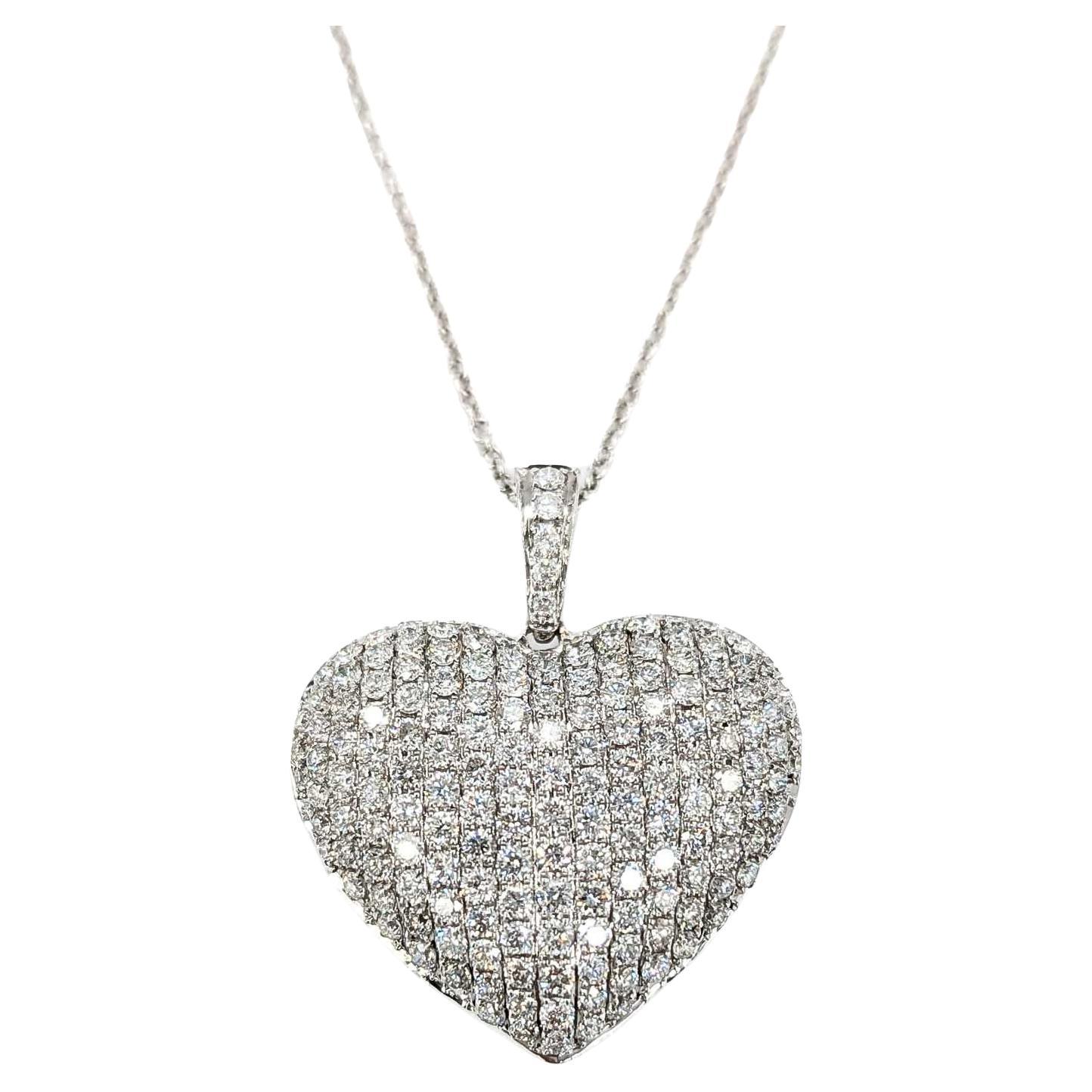 Sparkling Diamond Heart Pendant in 18k White Gold