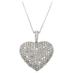 Sparkling Diamond Heart Pendant in 18k White Gold
