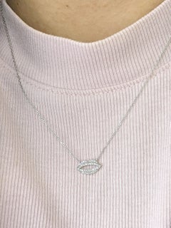 Sparkling Diamond Lip Necklace: Solid 14k White Gold Pendant with Attached Chain