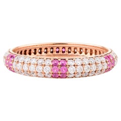 Anillo de compromiso apilable de oro rosa macizo de 18 quilates con diamante brillante y rubí