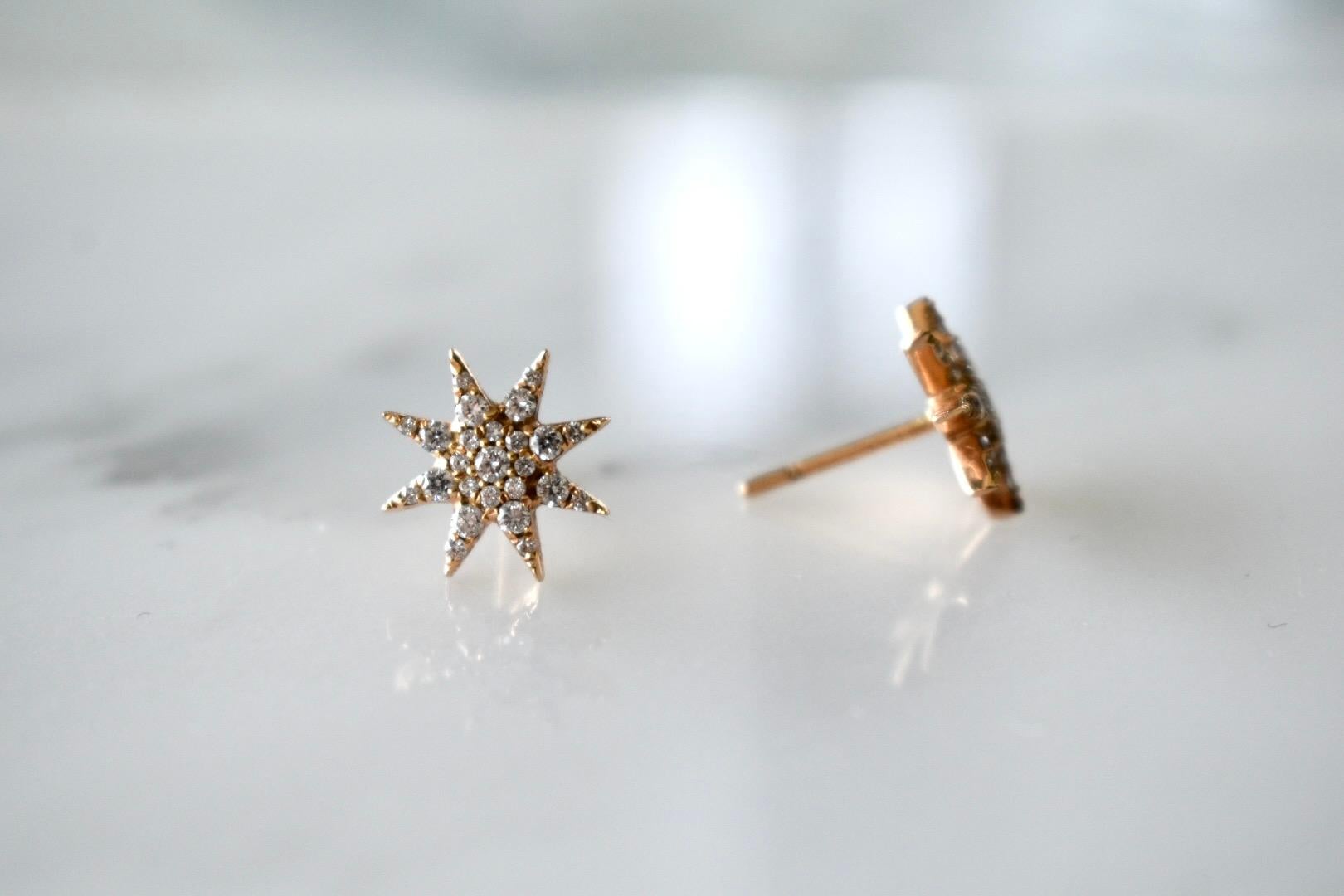Modern Sparkling Diamond Stars Studs by Joanna Achkar  For Sale