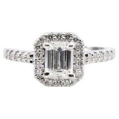 Sparkling Emerald Cut Diamond Engagement Ring in 14K White Gold