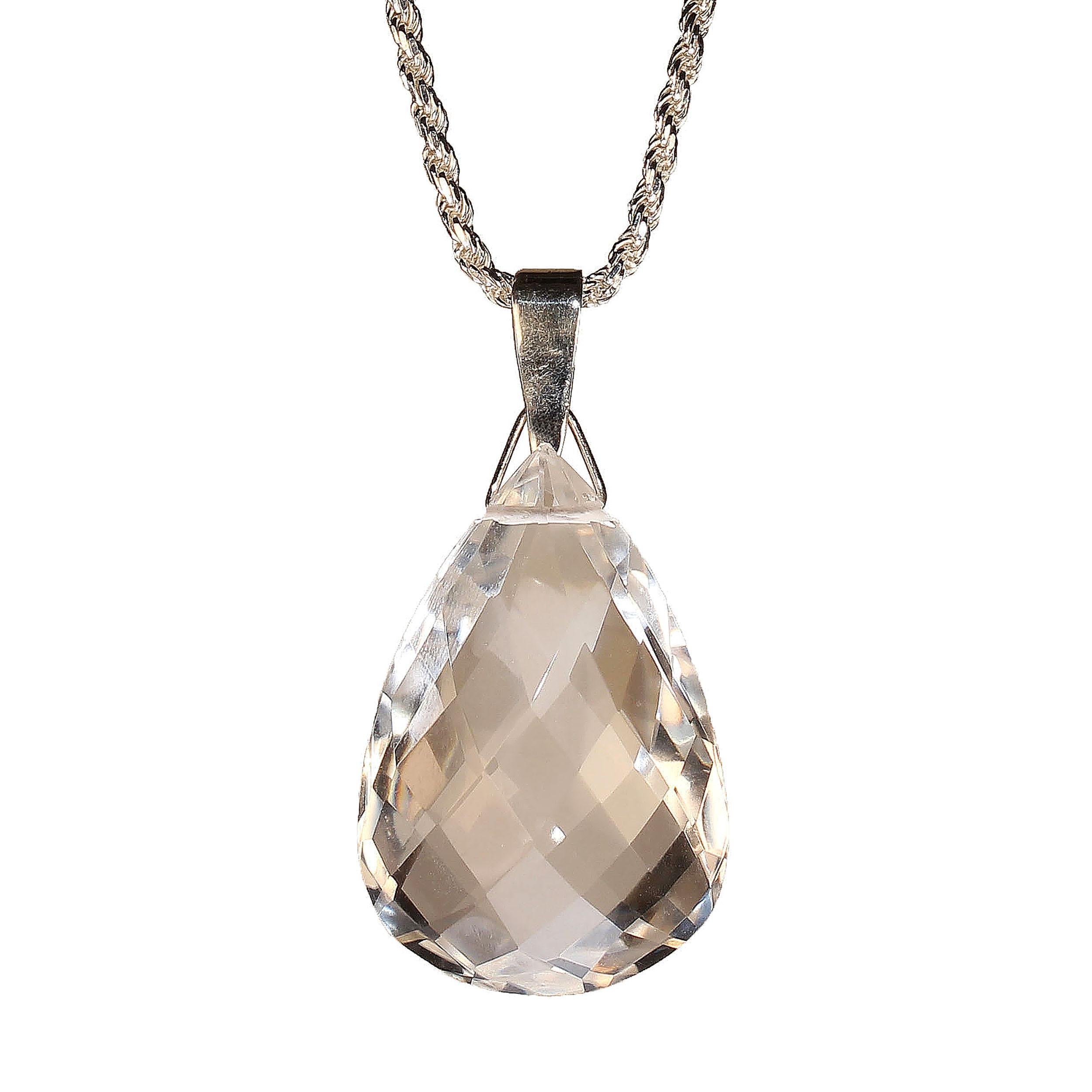 Pear Cut AJD Sparkling Faceted Crystal Pendant 132 Carats For Sale