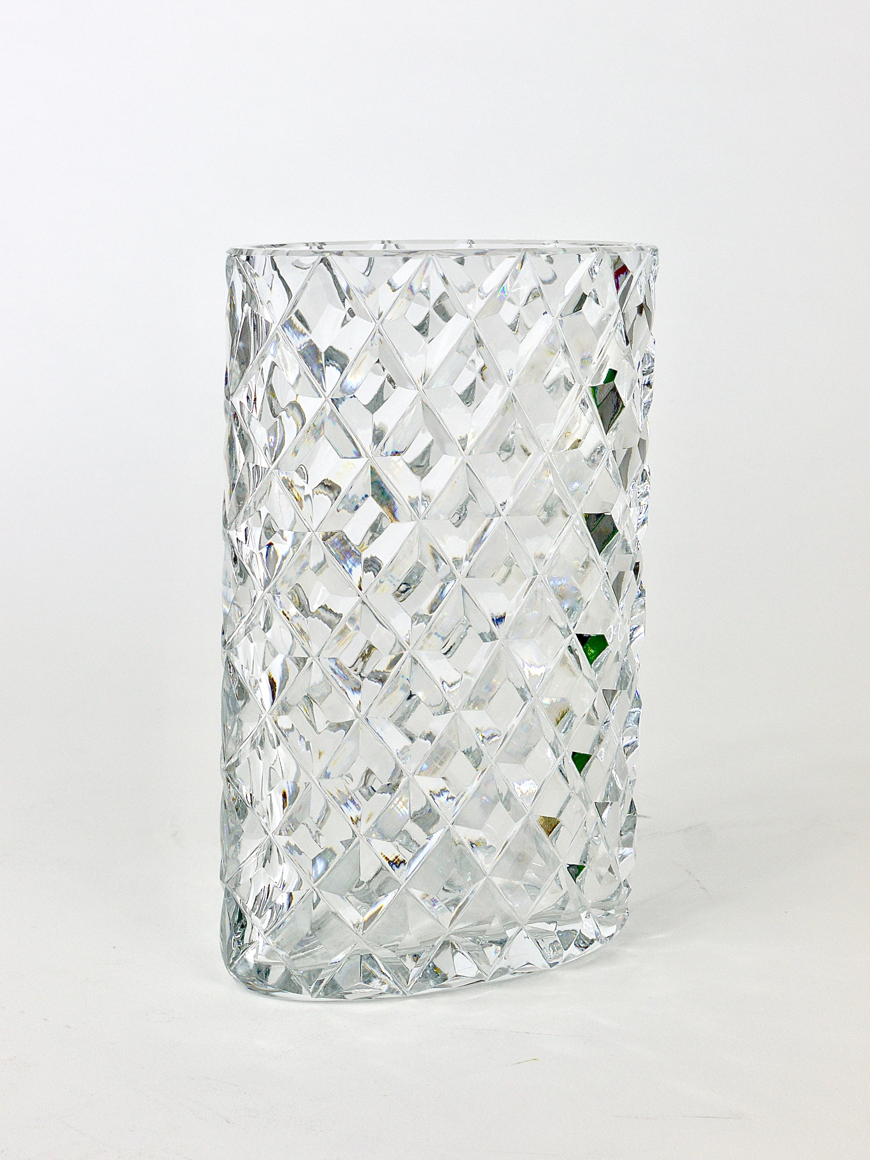 Mid-Century Modern Sparkling Facetted Crystal Glass Vase by Claus Josef Riedel, Austria, 1970s For Sale