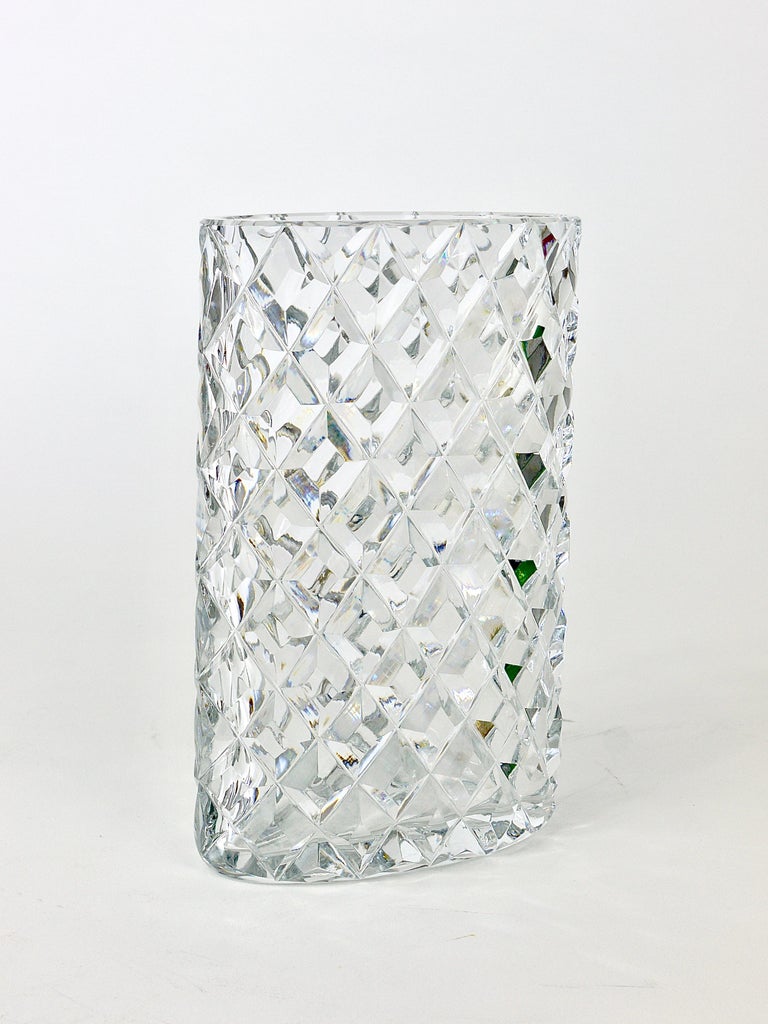 Austrian Sparkling Facetted Crystal Glass Vase by Claus Josef Riedel, Austria, 1970s For Sale