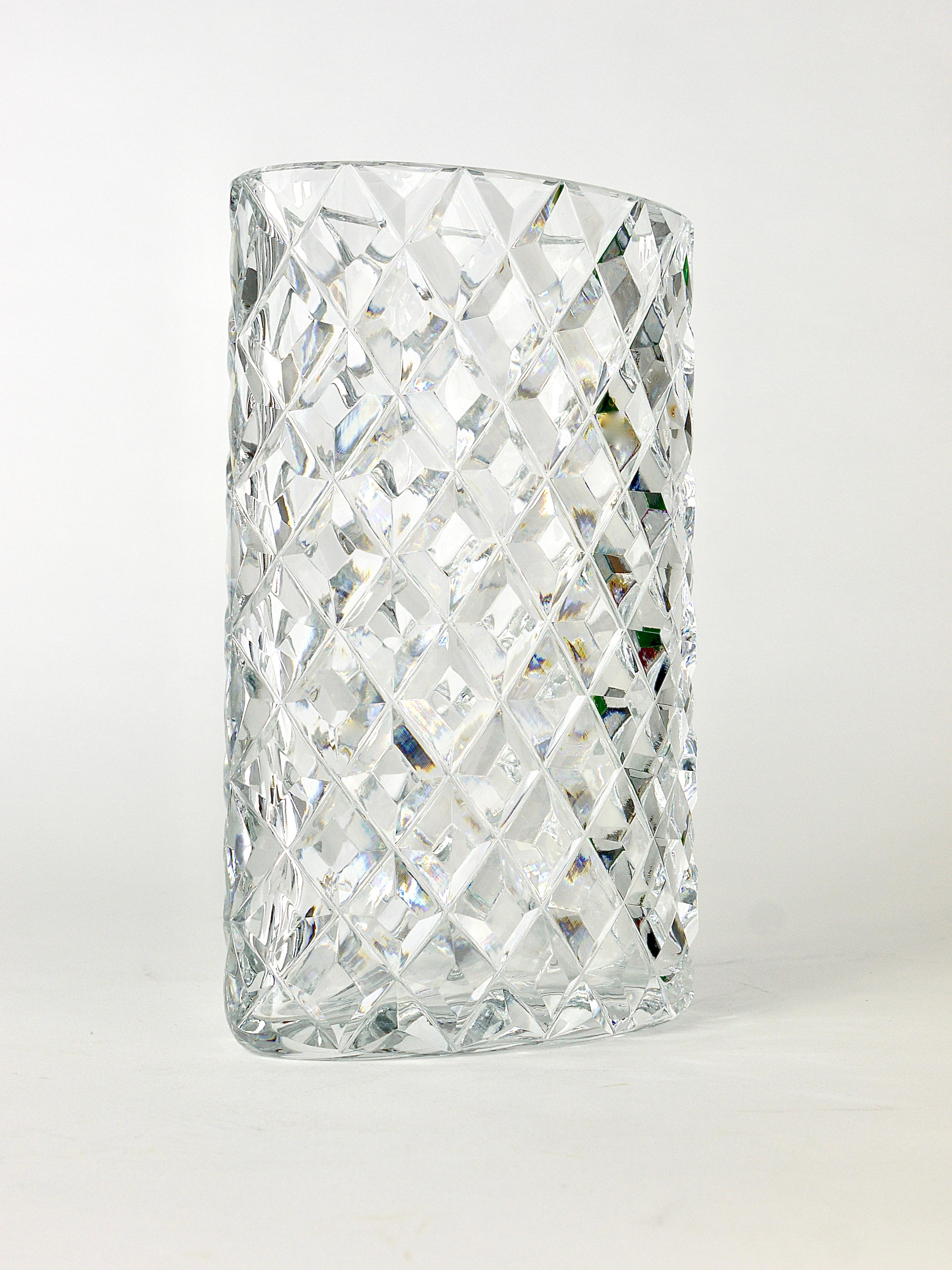 Mid-Century Modern Sparkling Facetted Crystal Glass Vase by Claus Josef Riedel, Austria, 1970s For Sale