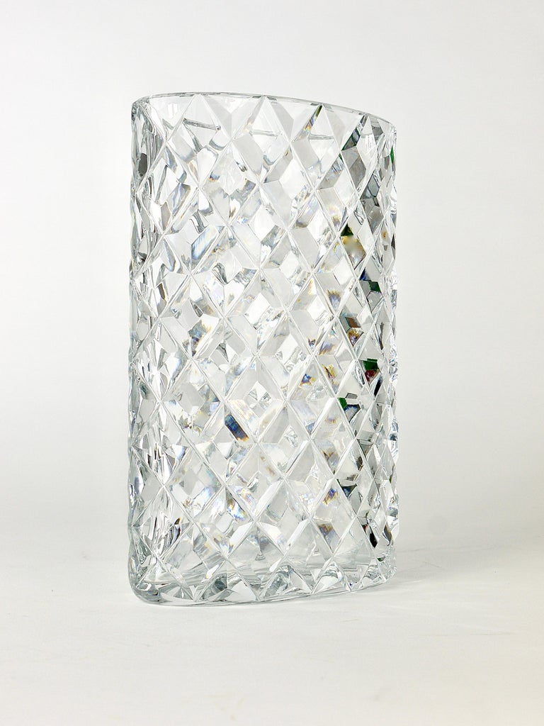 Faceted Sparkling Facetted Crystal Glass Vase by Claus Josef Riedel, Austria, 1970s For Sale