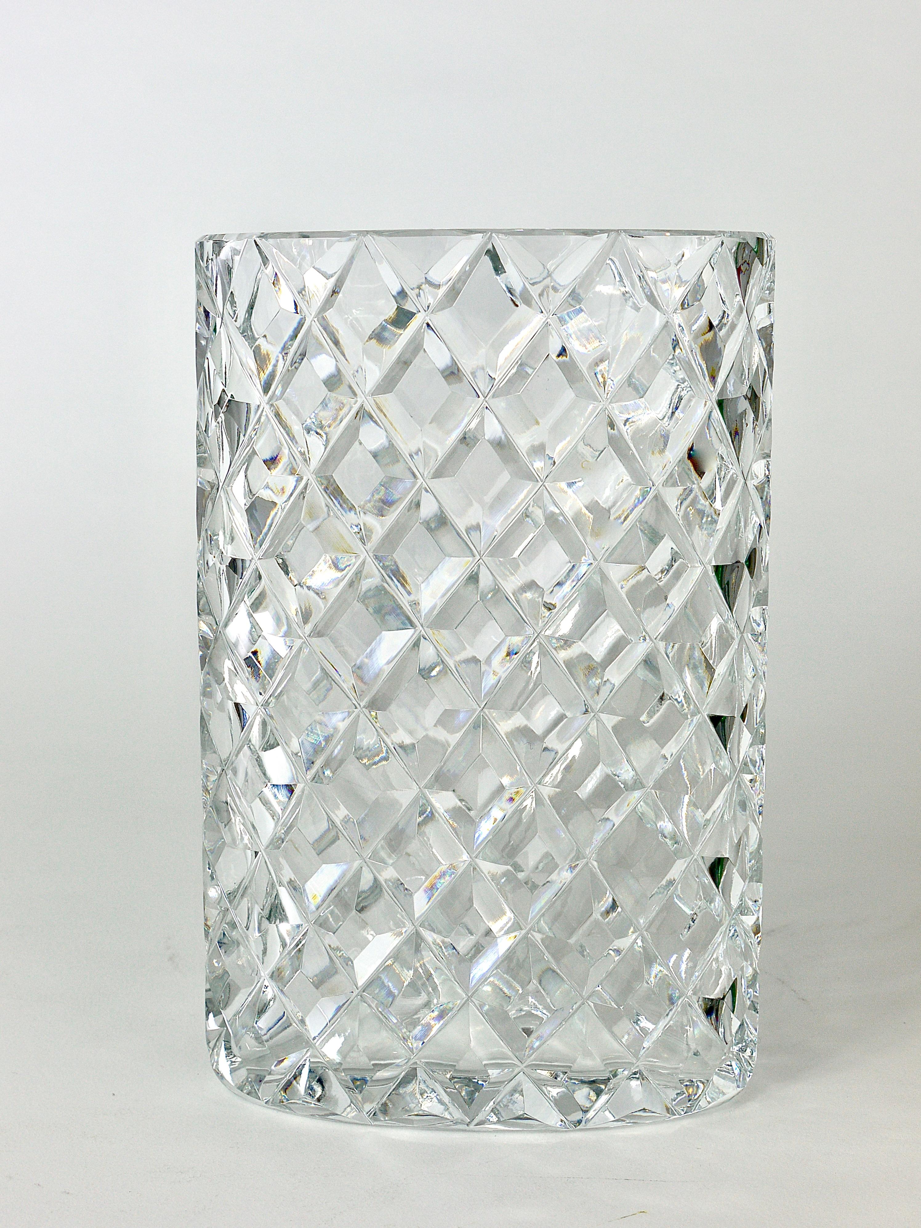 Austrian Sparkling Facetted Crystal Glass Vase by Claus Josef Riedel, Austria, 1970s For Sale