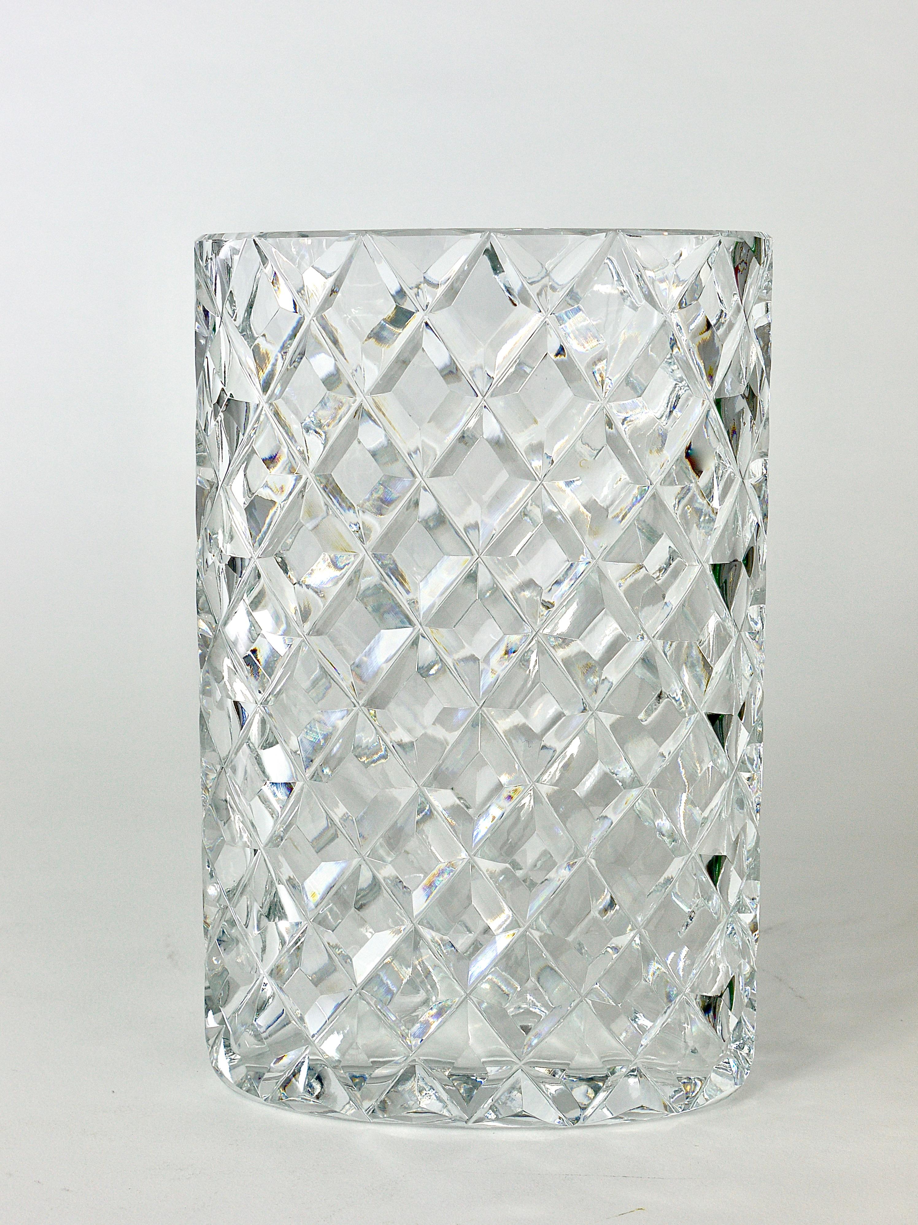 Faceted Sparkling Facetted Crystal Glass Vase by Claus Josef Riedel, Austria, 1970s For Sale