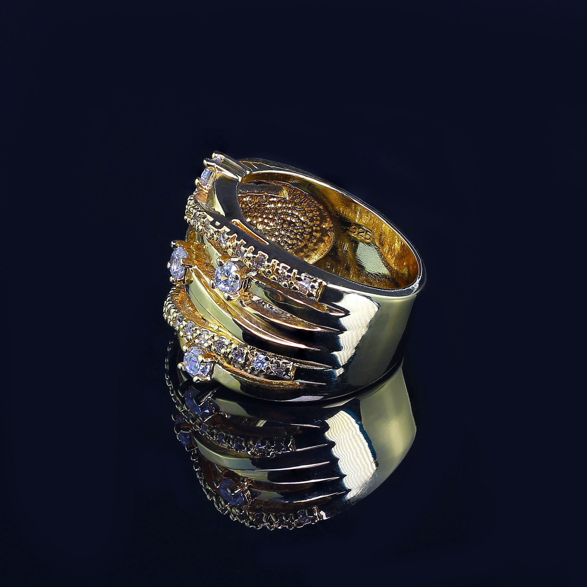 AJD Sparkling, Fashion, Gold tone Dinner ring 1