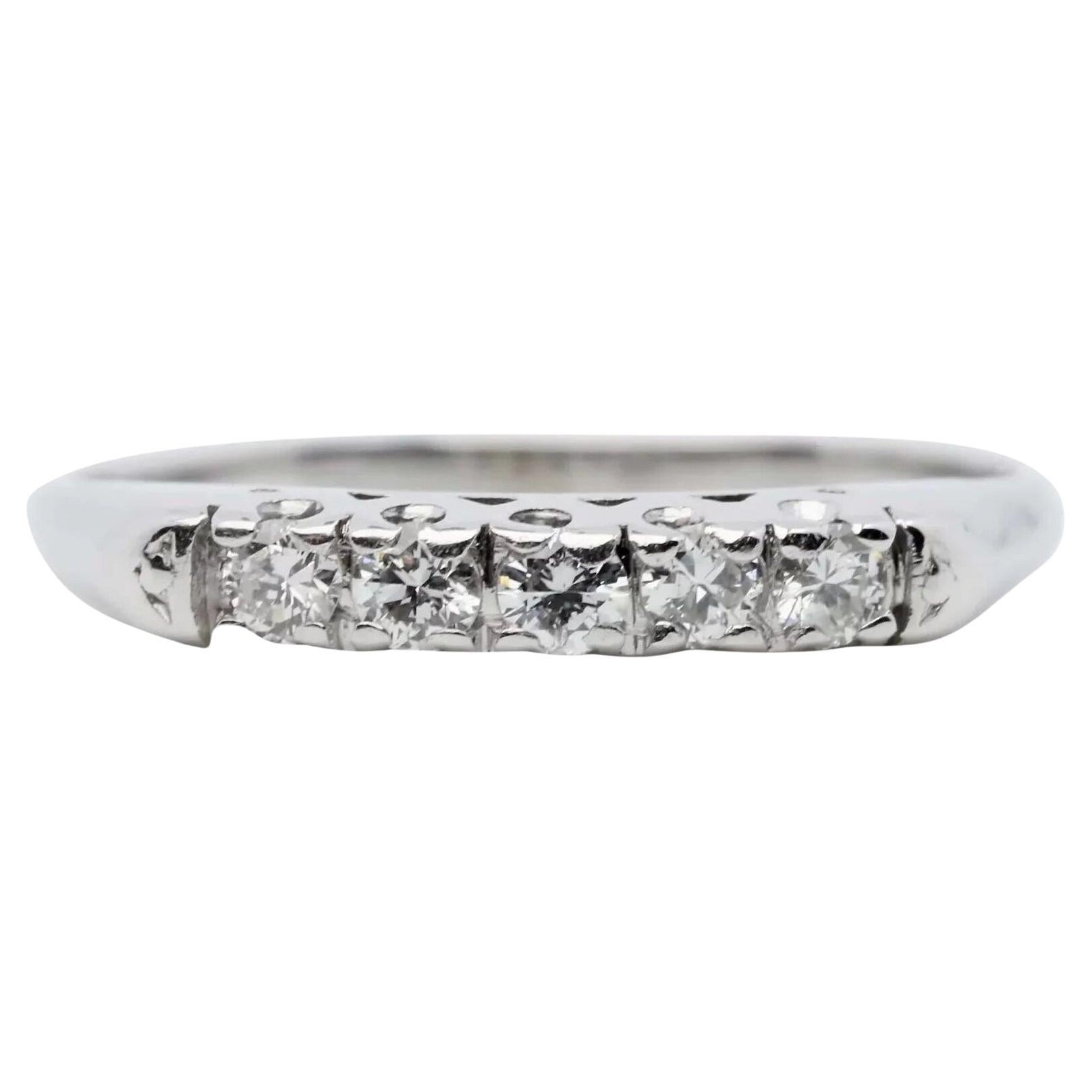 Sparkling Five Stone 0.20ct Diamond Wedding Band in Platinum For Sale