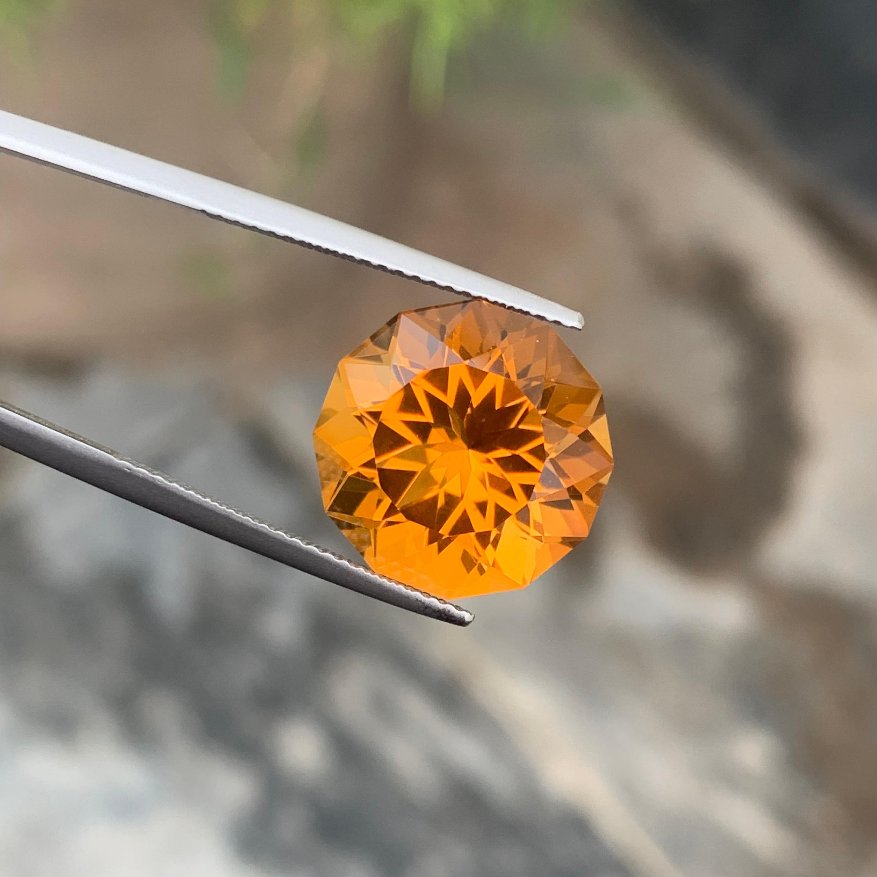 Sparkling Genuine 10.55 Carat Flower Cut Loose Madeira Citrine Gemstone For Sale 1