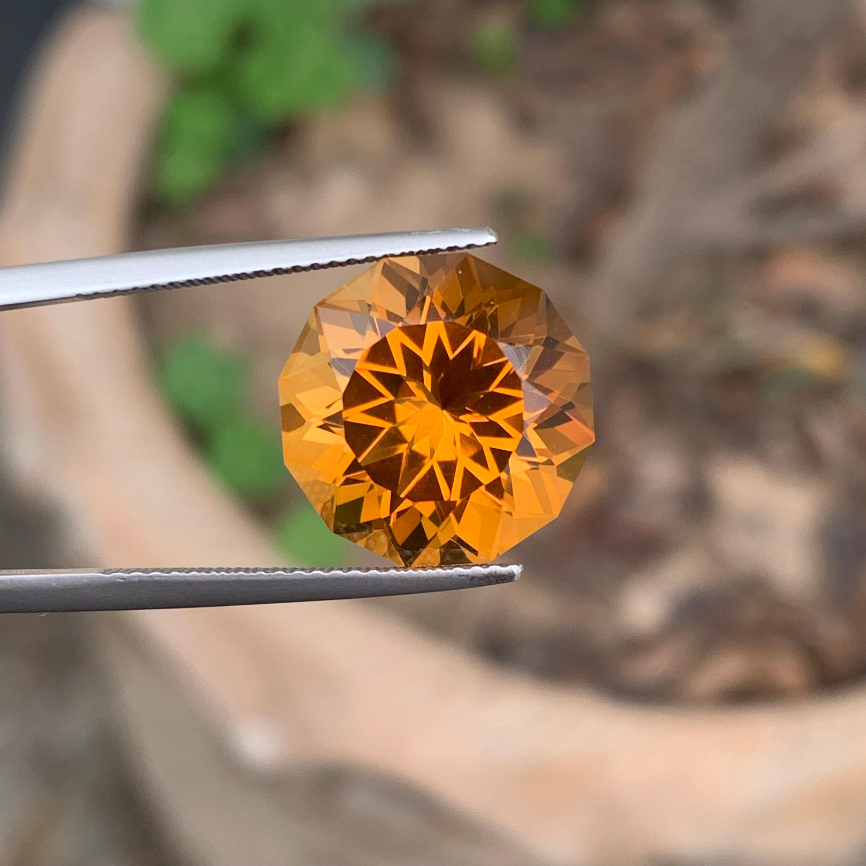 Sparkling Genuine 10.55 Carat Flower Cut Loose Madeira Citrine Gemstone For Sale 4