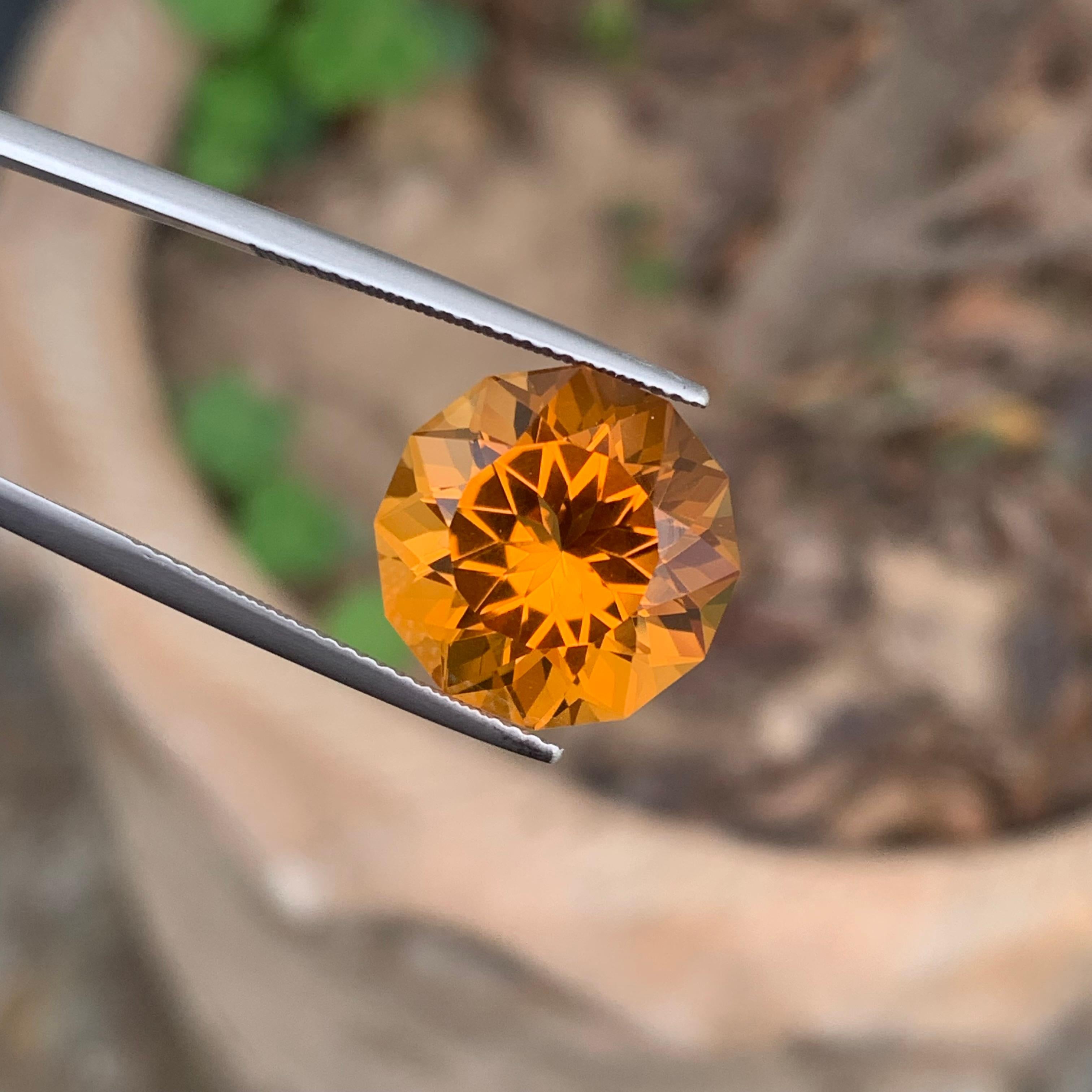 Sparkling Genuine 10.55 Carat Flower Cut Loose Madeira Citrine Gemstone For Sale 5