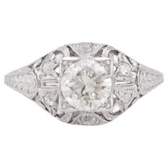 Sparkling GIA 1 Karat runder Brillantschliff Diamant Platin filigraner Ring