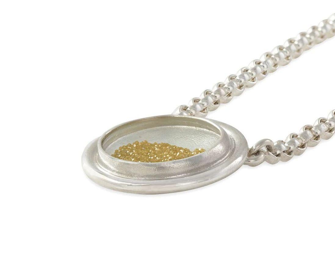 Scintillante collana d'argento con ciondolo a catena con polvere di diamanti dorati A. Silver In condizioni Nuovo in vendita a Montreal, QC