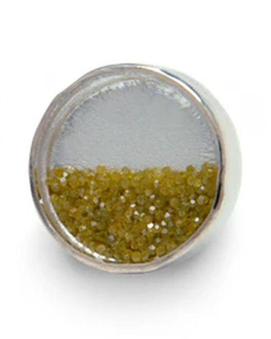 Rough Cut Sparkling Golden Diamond Dust Sterling Silver Post Earrings For Sale