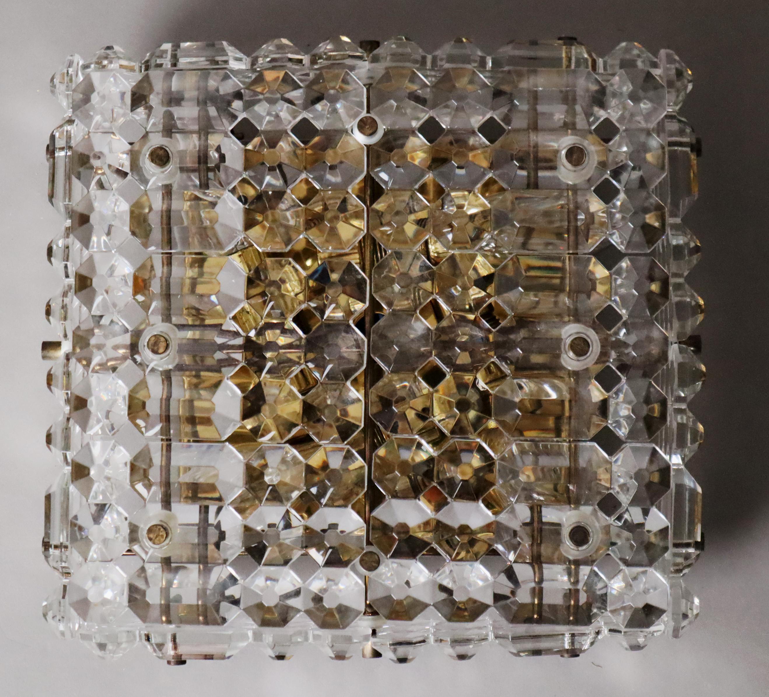 Cristal de plomb Kinkeldey étincelant et doré  Encastré de fenêtre , Allemagne 1970 en vente 3