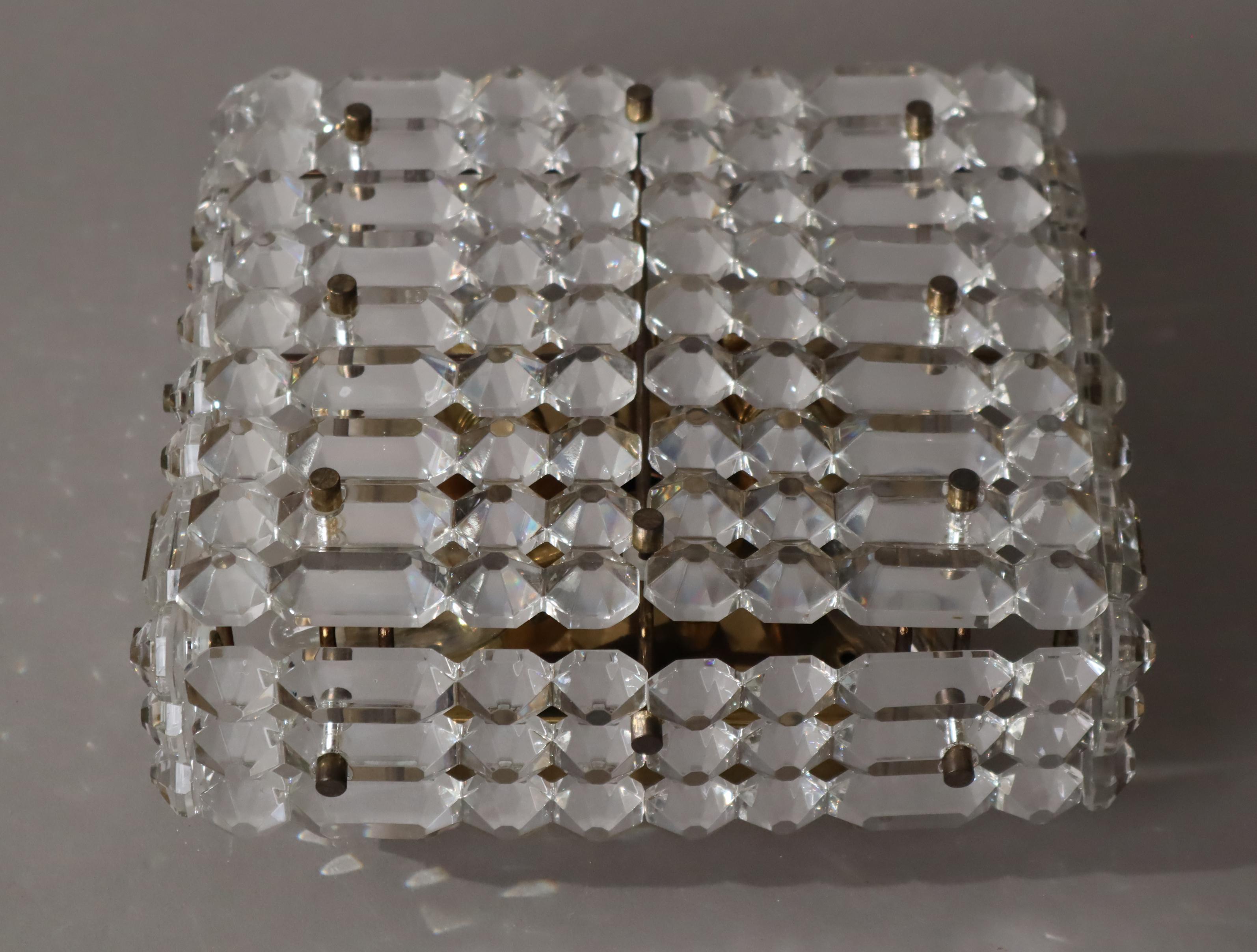 Cristal de plomb Kinkeldey étincelant et doré  Encastré de fenêtre , Allemagne 1970 en vente 1