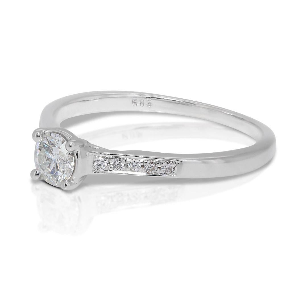 Sparkling Halo Ring in 14k White Gold For Sale 2